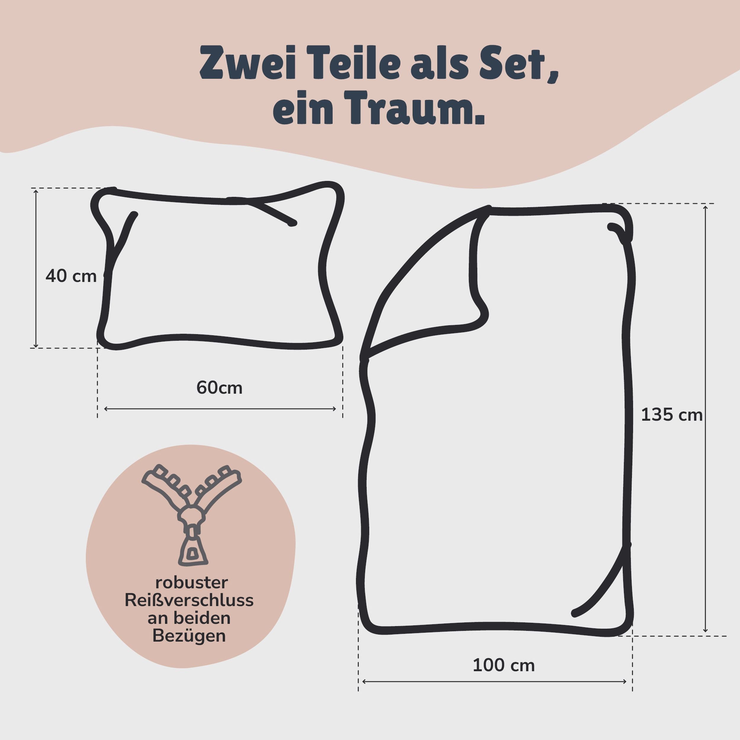 Familando Babybettwäsche little Fox 100x135 40x60cm niedlicher Fuchs mit Ohren, Renforcé, 2 teilig, mit liebevollem Motiv & süßen Details – Bild 2 von 5