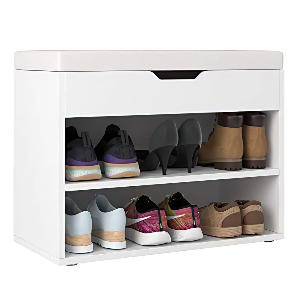 Homfa Schuhbank (Schuhregal weiß mit Sitzfläche Schuhschrank mit