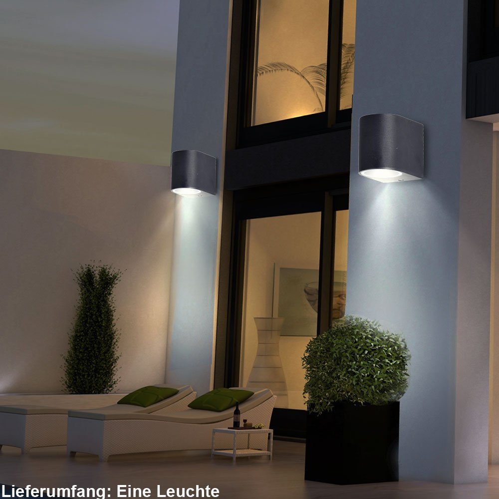 etc-shop Außen-Wandleuchte, LED Wand Strahler Lampe DOWN Sensor Leuchte ALU- UP Beleuchtung Spot