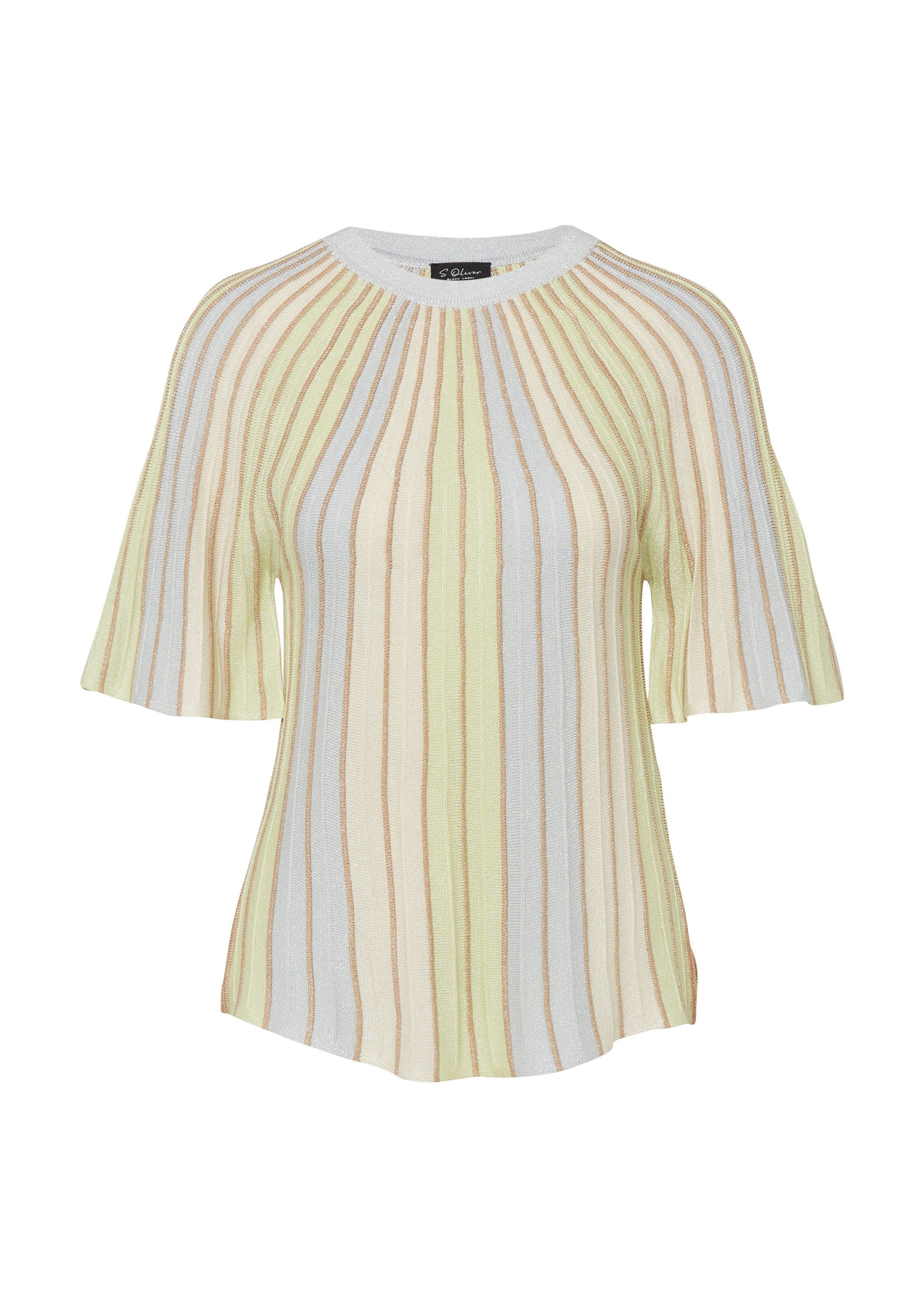 s.Oliver Kurzarmpullover Strickpullover Multicolor-Strickpullover im Relaxed Fit mit Metallic-Garn