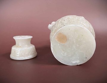 Asien LifeStyle Tischvase Jade Vase China Drachen Henkel