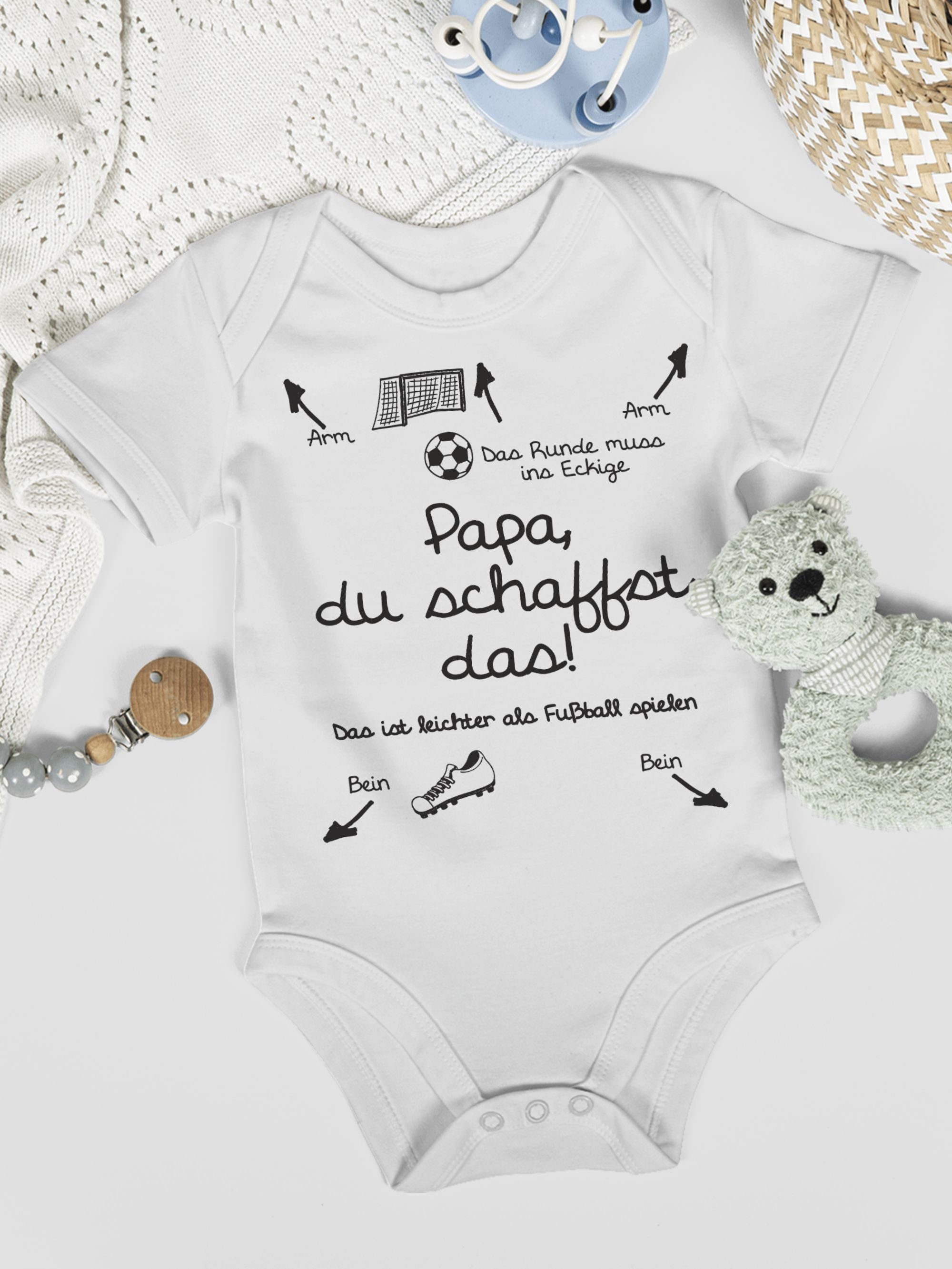 Fußball schwarz Papa Shirtracer Weiß Sprüche schaffst du Baby Shirtbody 1 - das