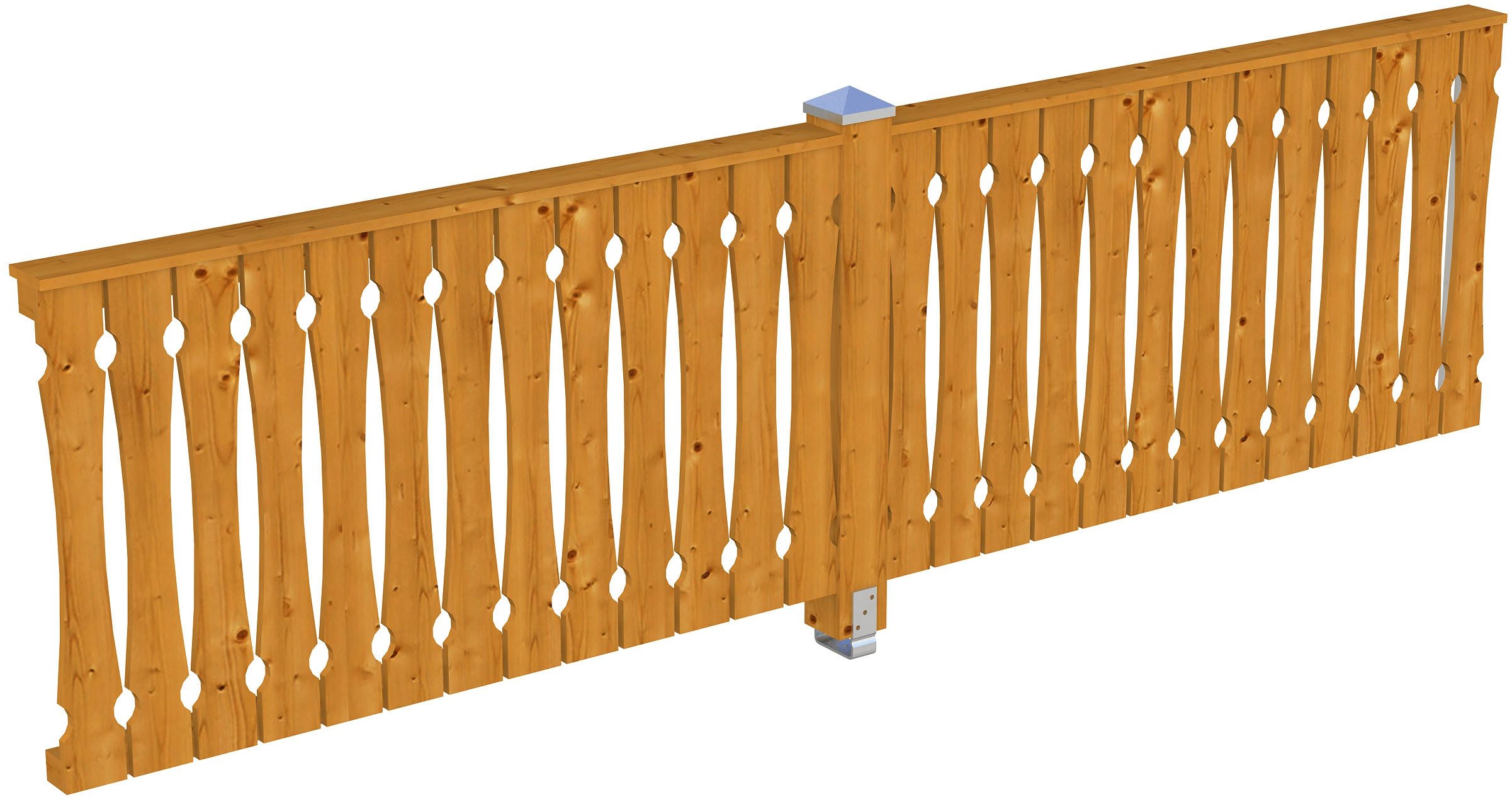 Skanholz Brüstungsgeländer Balkonschalung, 335 cm Länge, 96 cm Höhe, mit 1 Pfosten, für die Seite