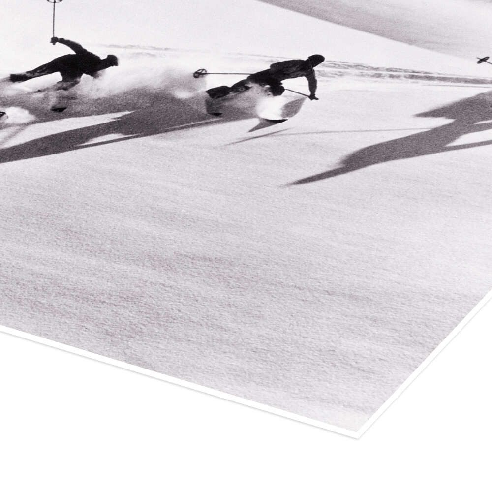 Posterlounge Wandbild Skifahrer in den Schweizer Alpen, 1940er, Vintage Ski Collection, erhältlich als Poster, Leinwandbild, Wandsticker oder Acrylglasbild