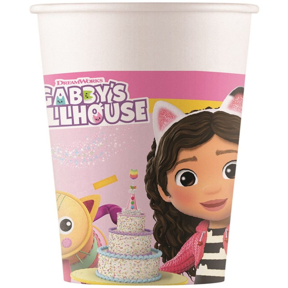 Procos Becher Gabby's Dollhouse - 8 Pappbecher - ca. 200 ml, Papier/-seil