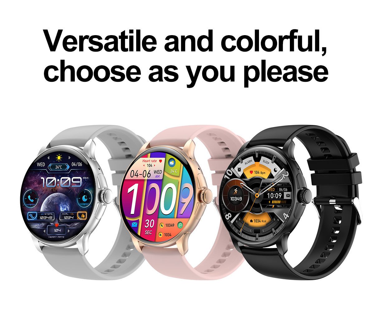 Zevelora Damen's IP67 wasserdicht AMOLED Displsay Fitness-Tracker Smartwatch (3,63 cm/1,43 Zoll, Android/iOS), mit austauschbarem weichem Mesharmband, - 300 mAh mit GPS, SPO2, Schrittzähler & Blutdrucksensor