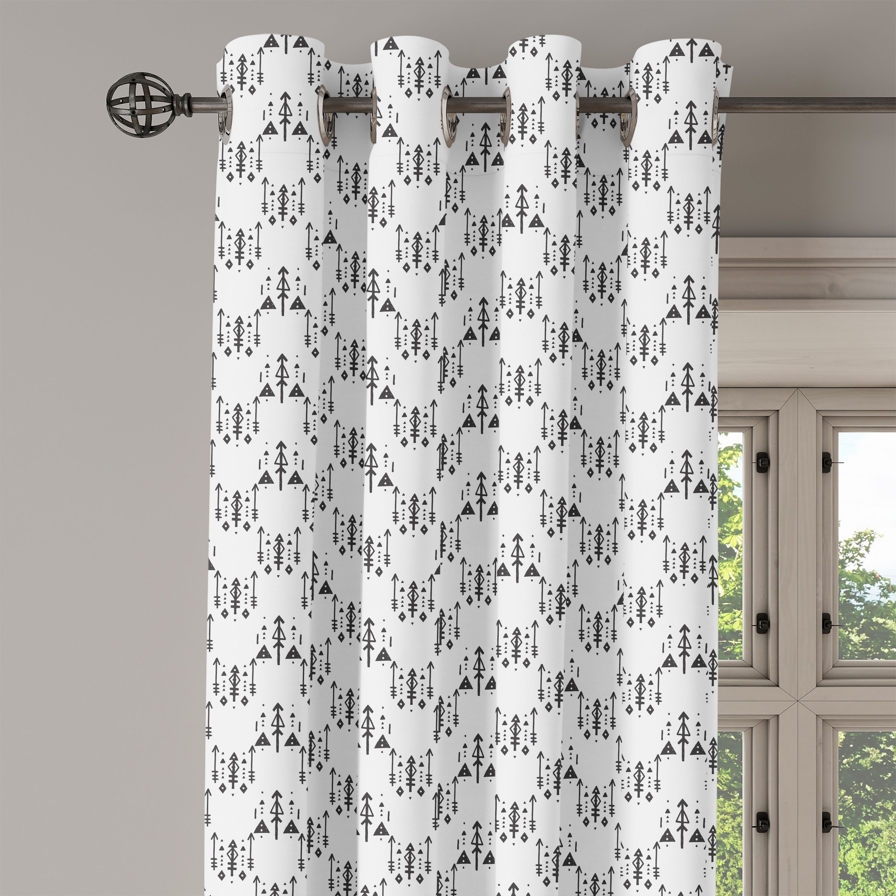 Gardine Dekorative 2-Panel-Fenstervorhänge für Arrows Wohnzimmer, and Abakuhaus, Black Stammes White Schlafzimmer