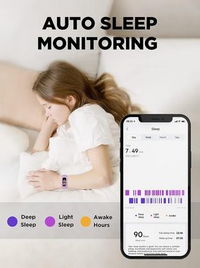 BIGGERFIVE Smartwatch (Android iOS), Fitness Tracker Uhr Kinder Pulsuhr Aktivitätstracker IP68 Wasserdicht