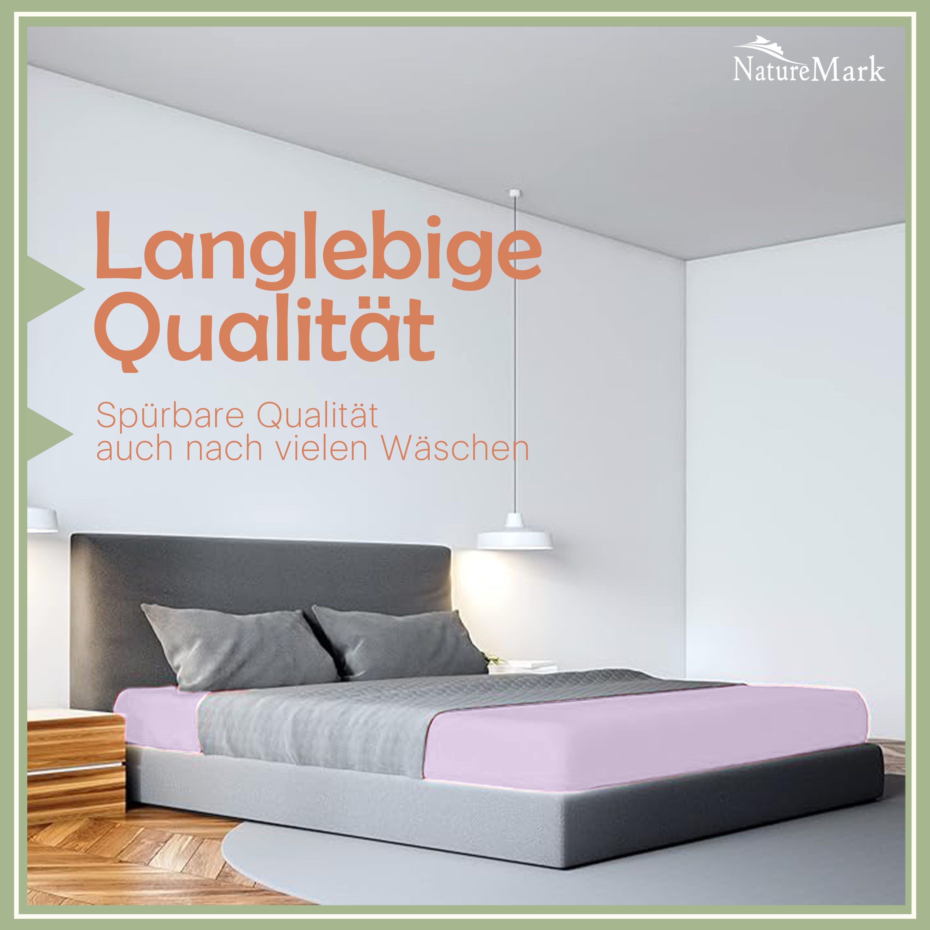 NatureMark Spannbettlaken Gebürstete Mikrofaser, Polyester, Gummizug: rundum, viele Größen und Farben Markenware (90x200 cm, Flieder) – Bild 3 von 5