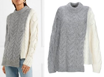 MONCLER Strickpullover MONCLER KNITWEAR Two-tone cable-knit Sweater Jumper Strick-Pulli Pullo