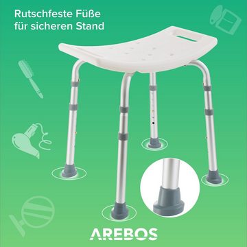 Arebos Dusch- und Badhocker Höhenverstellbar, Aluminium-Rahmen, Anti-Rutsch-füße, belastbar bis 100 kg, Gummifüße