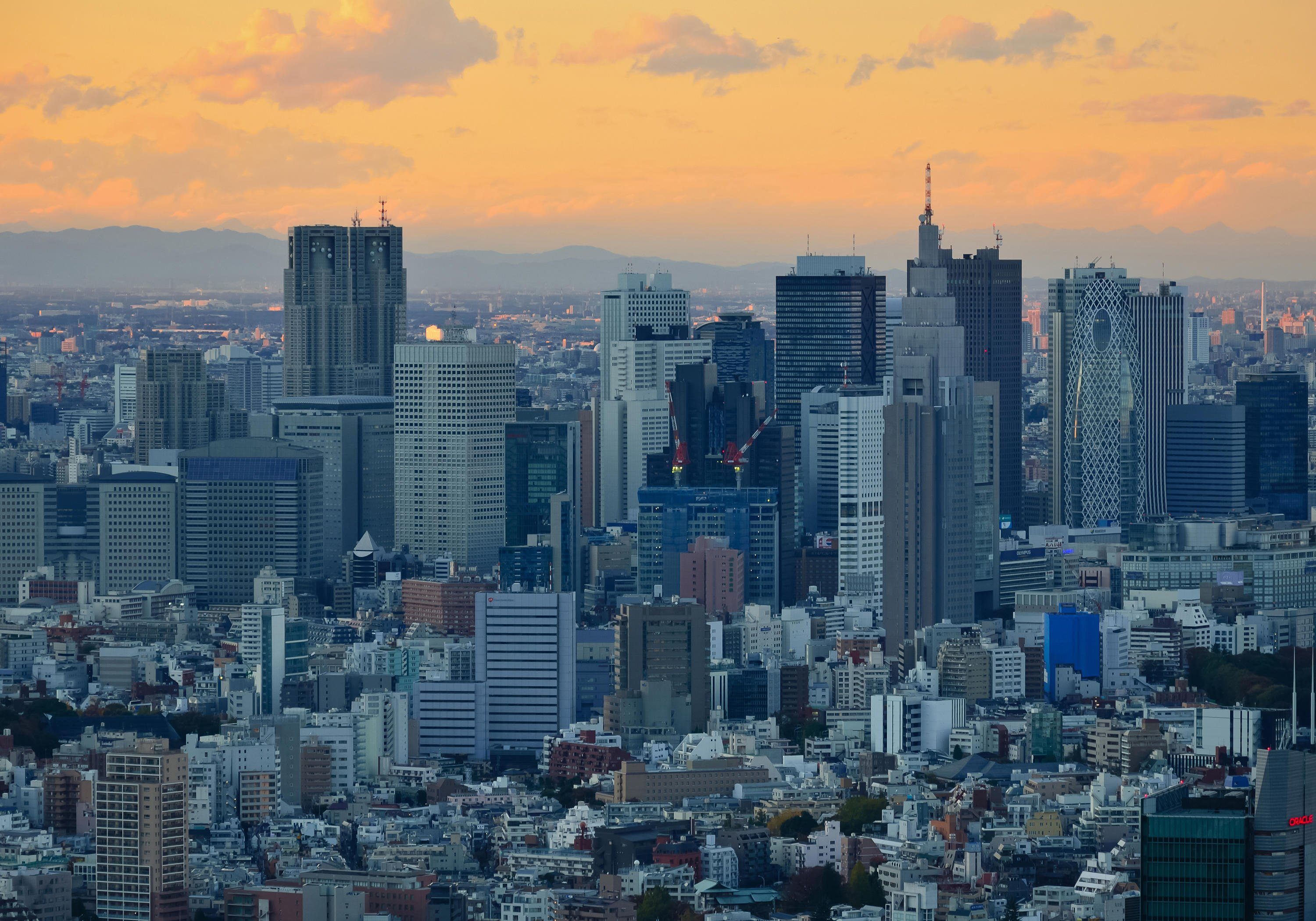 wandmotiv24 Fototapete Japan Tokyo Skyline, glatt, Wandtapete, Motivtapete, matt, Vliestapete