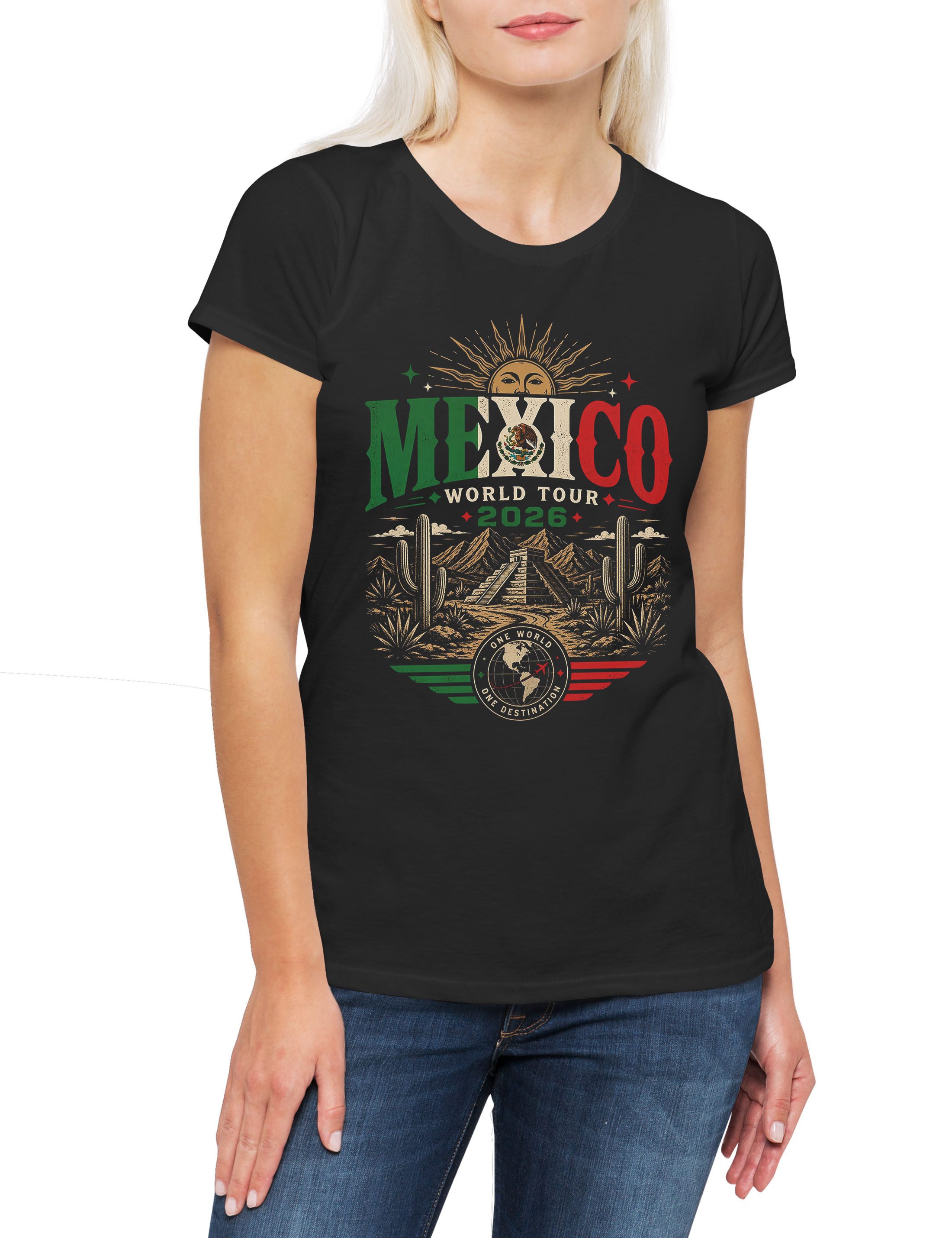 Urban Backwoods Print-Shirt Team Mexico 5 Damen T-Shirt Mexiko Mexican Fußball WM Soccer Football (1-tlg) Turnier 2026 Weltmeisterschaft Fan