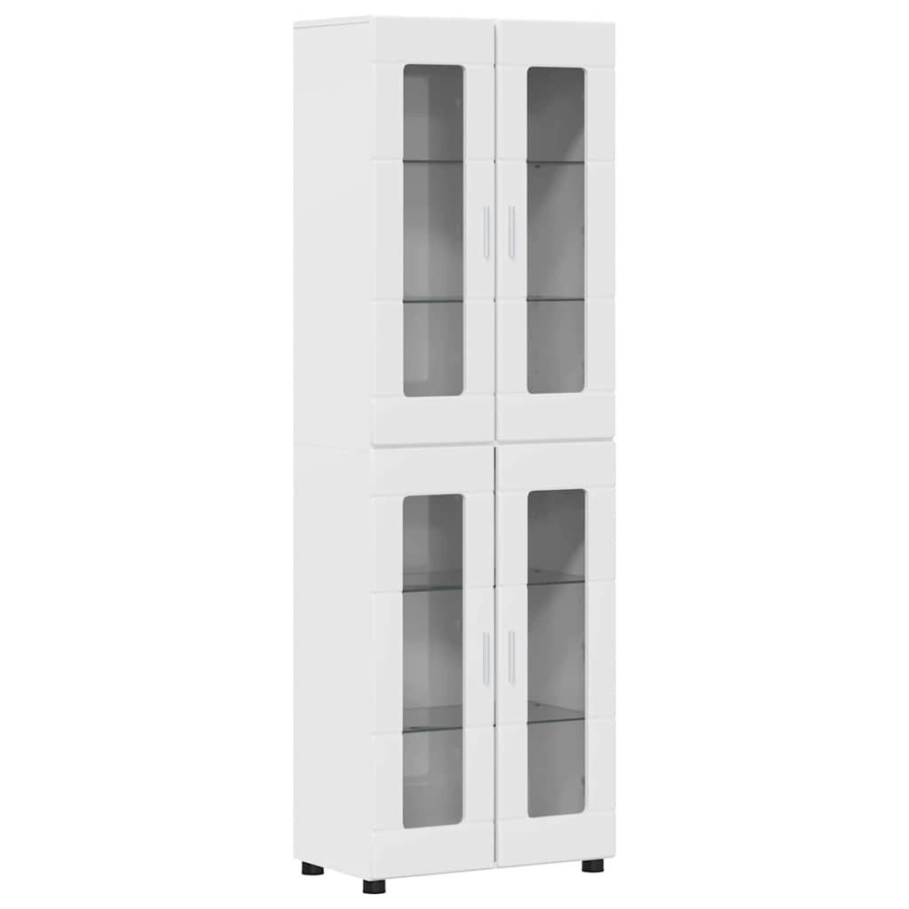 vidaXL Wohnzimmer-Set Highboard FLORIN Hochglanz Weiß 60 x 35 x 182 cm Holzwerkstoff, (1-St)
