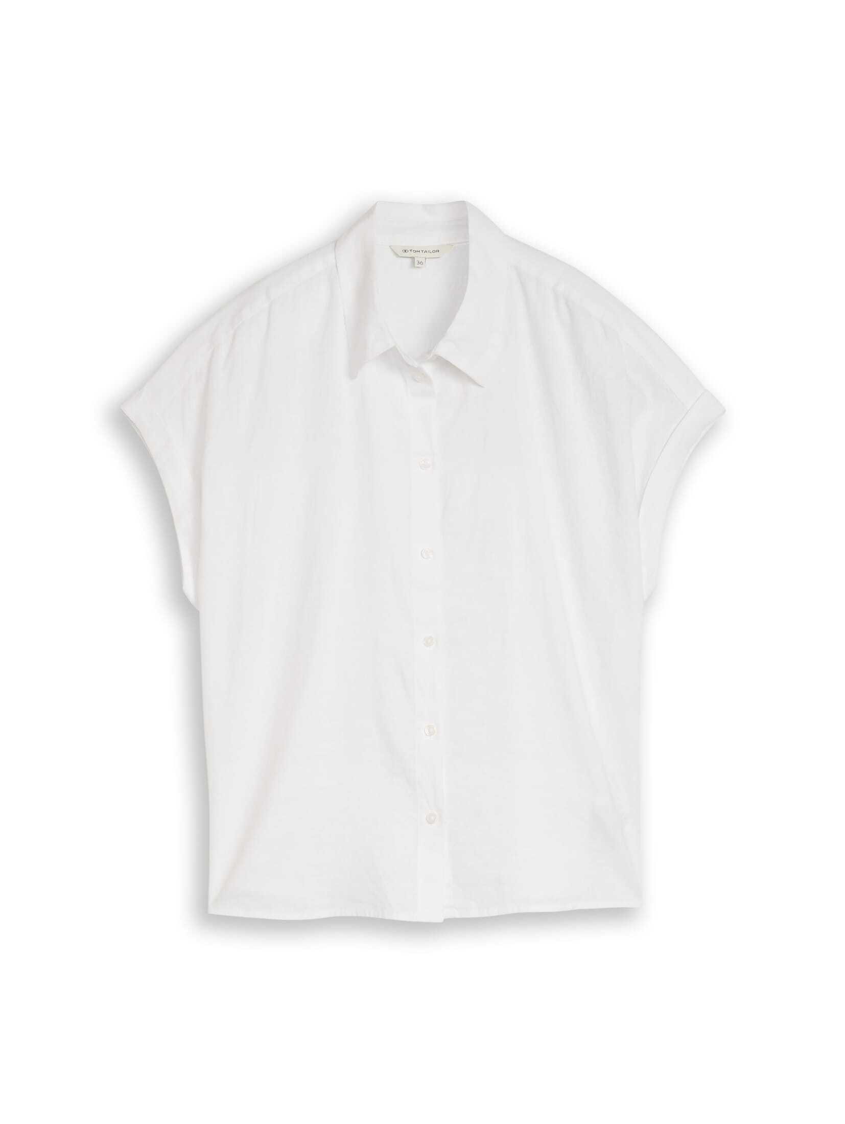 TOM TAILOR Kurzarmbluse Blusen & Shirts Loose Fit Bluse mit Leinenanteil
