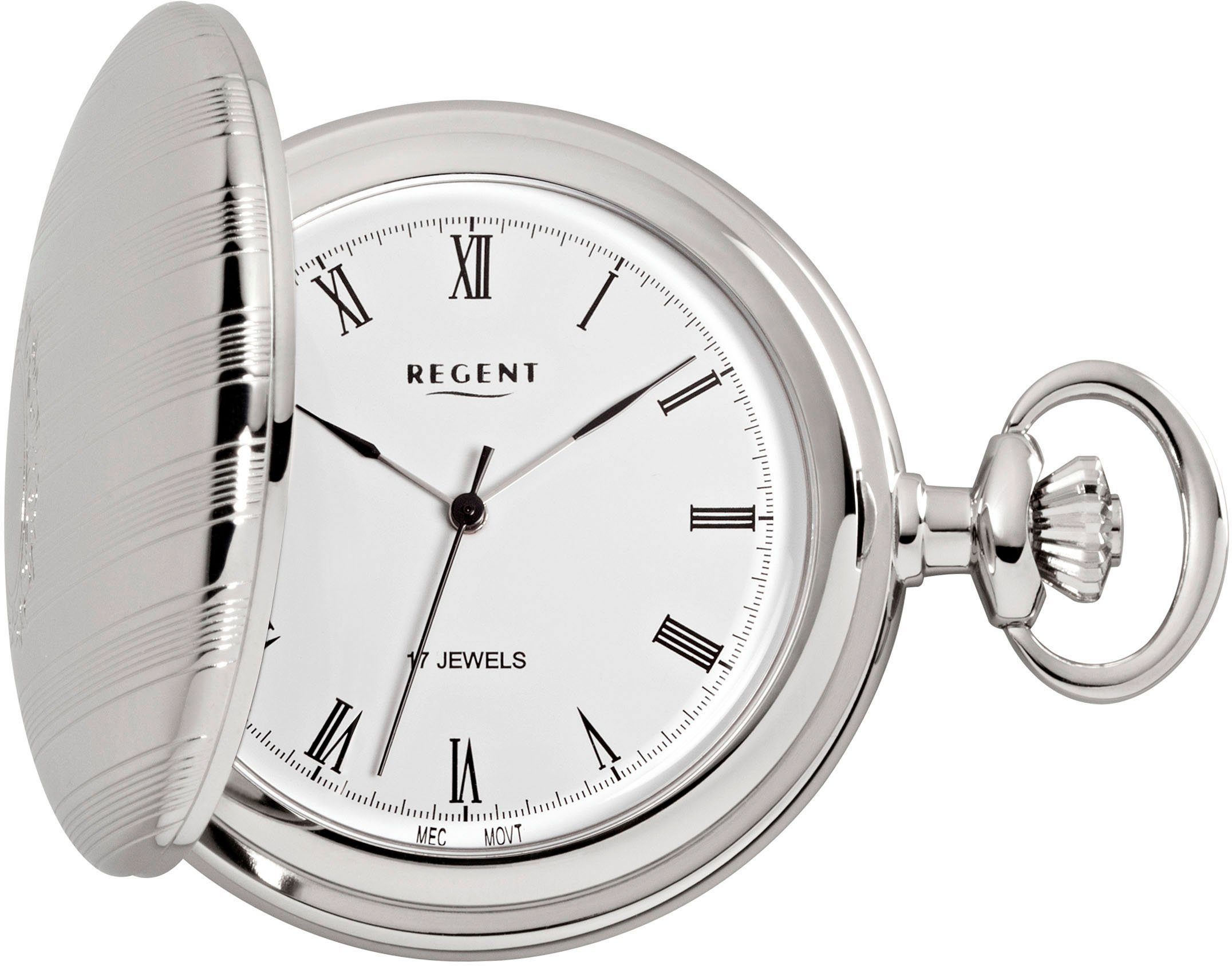 Regent Taschenuhr P718-19437740, (Set, 2-tlg., mit dazu passender Kette), Herrenuhr, Handaufzug, Acrylglas, Geschenkidee