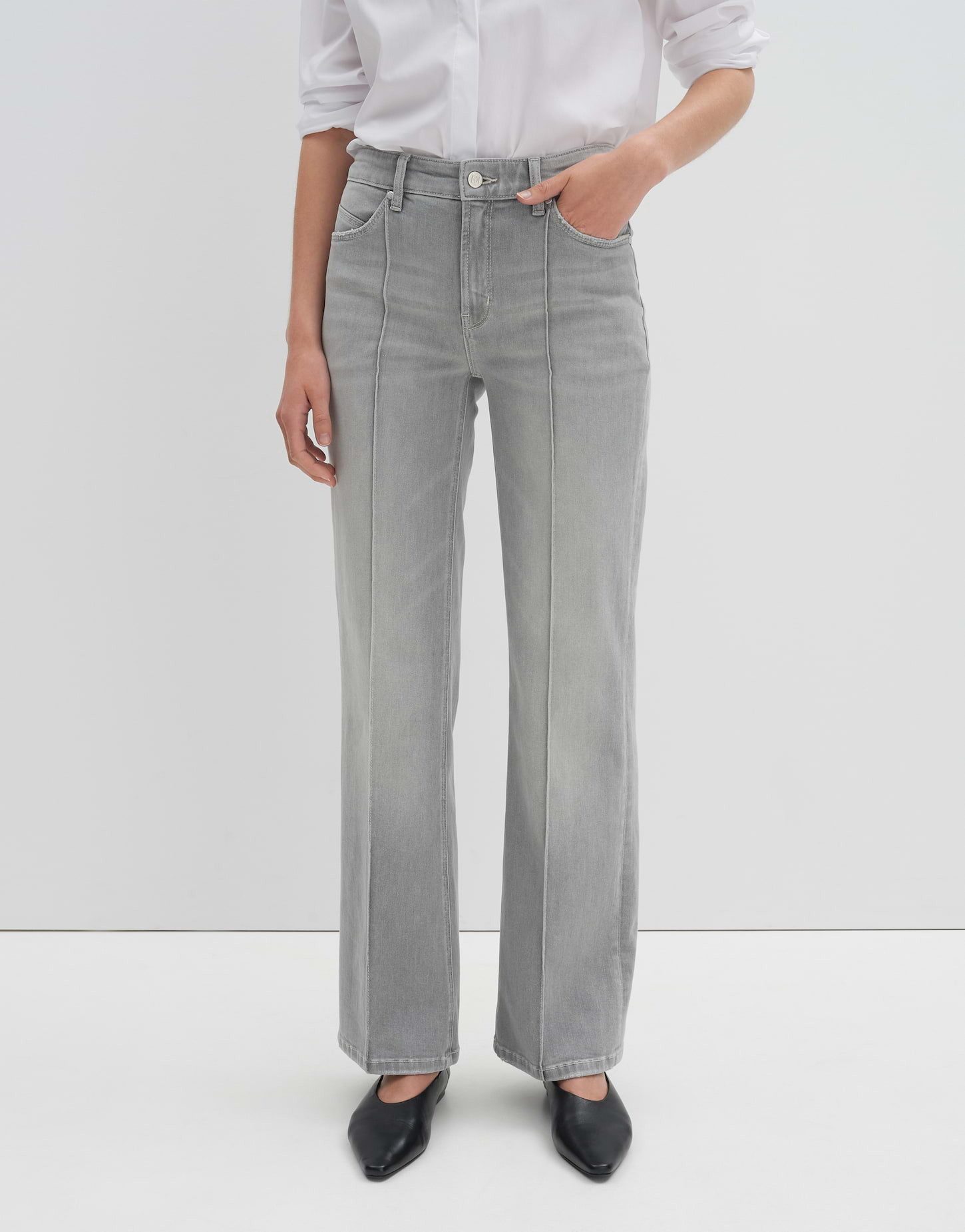 someday 5-Pocket-Jeans Long Flared Denim CARIE LINE Mid Rise mit Biese günstig online kaufen