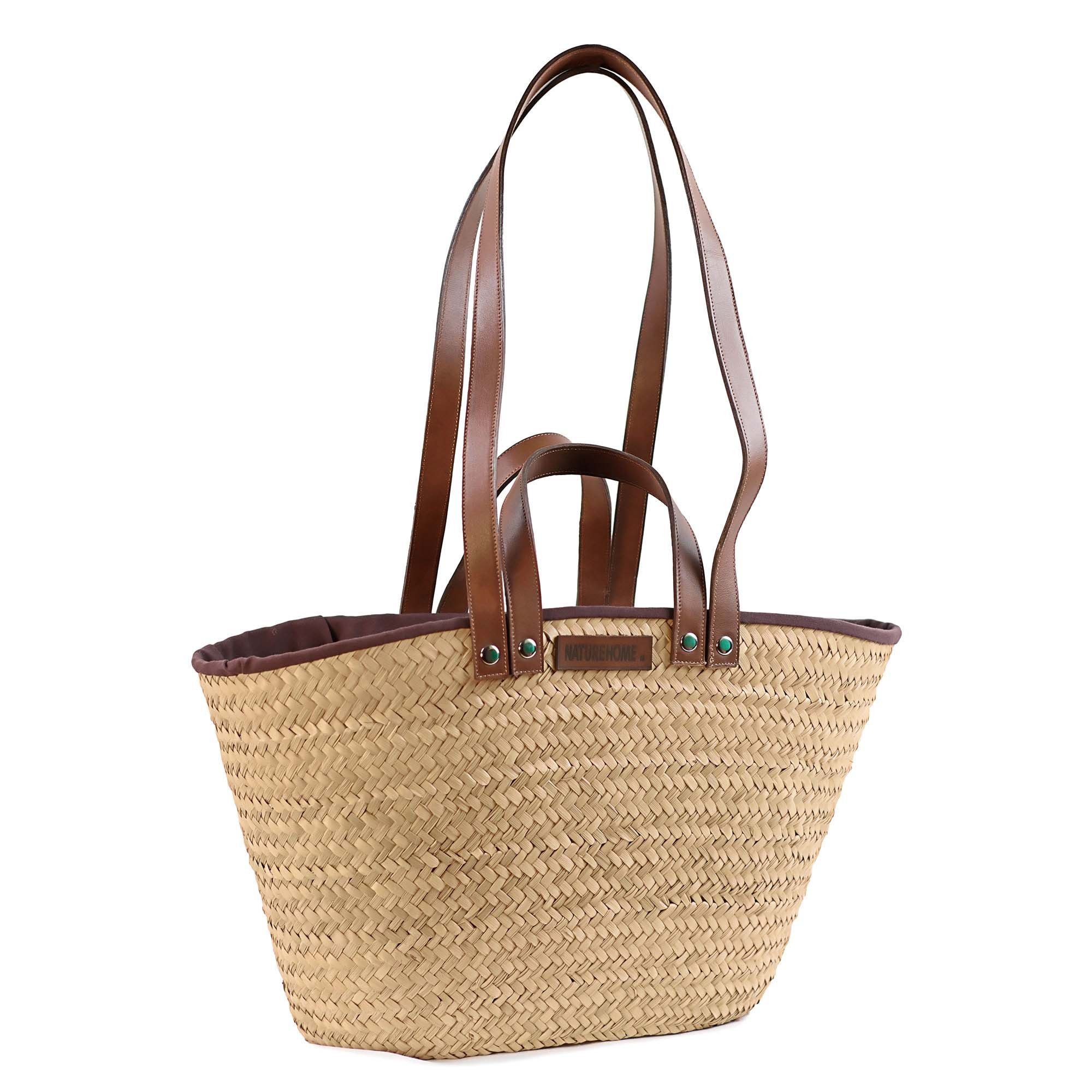 NATUREHOME Schultertasche Umhängetasche Shopper Korb Palmblatt, Handarbeit, Nachhaltig, Naturmaterial