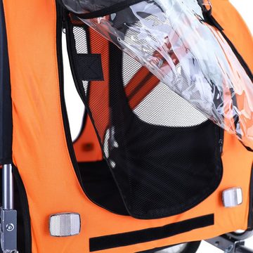 RAMROXX Fahrradhundeanhänger Fahrradanhänger Hundeanhänger klappbar für Haustiere bis 40Kg Orange Schwarz