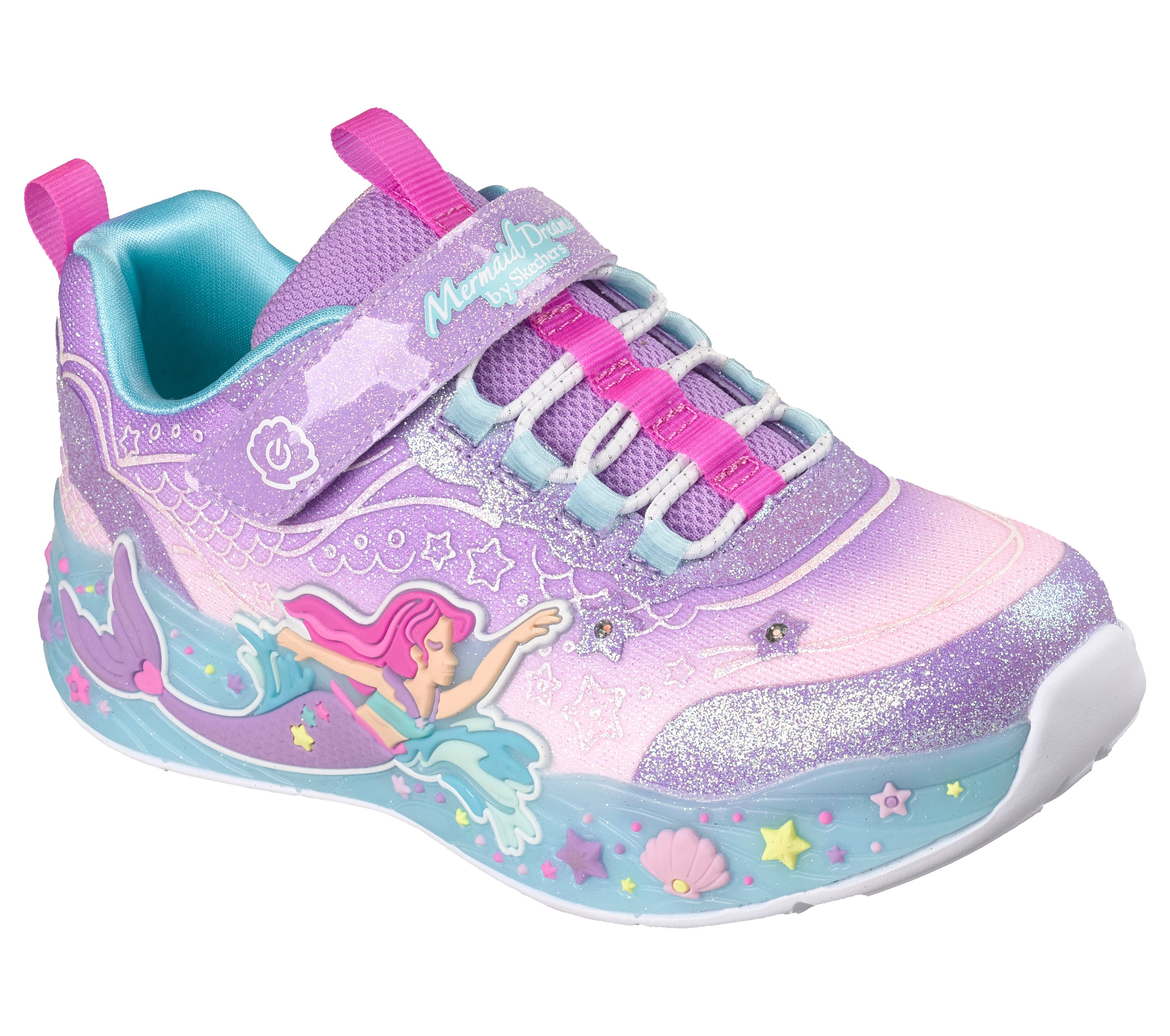 Skechers MERMAID DREAMS LIGHTS Sneaker Blink,-Klettschuh mit Applikation, Größenschablone zum Download