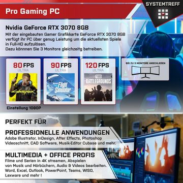 SYSTEMTREFF Gaming-PC (AMD Ryzen 5 7600, GeForce RTX 3070, 32 GB RAM, 1000 GB SSD, Luftkühlung, Windows 11, WLAN)