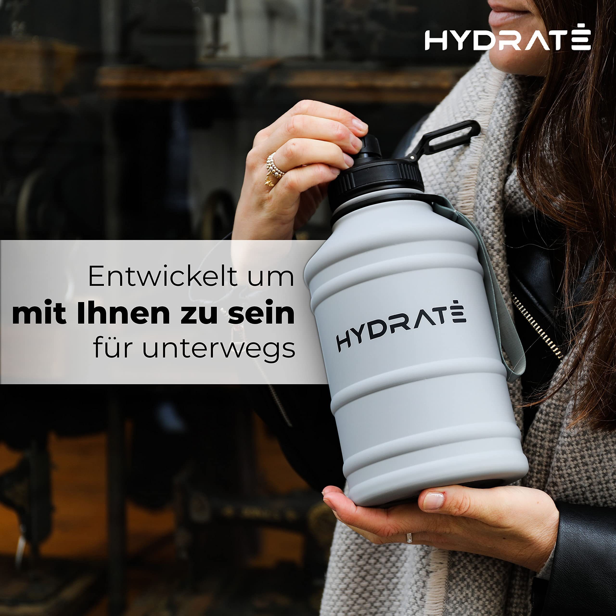 Hydrate Trinkflasche, 2.2l Bottles Edelstahl Nardo Grau