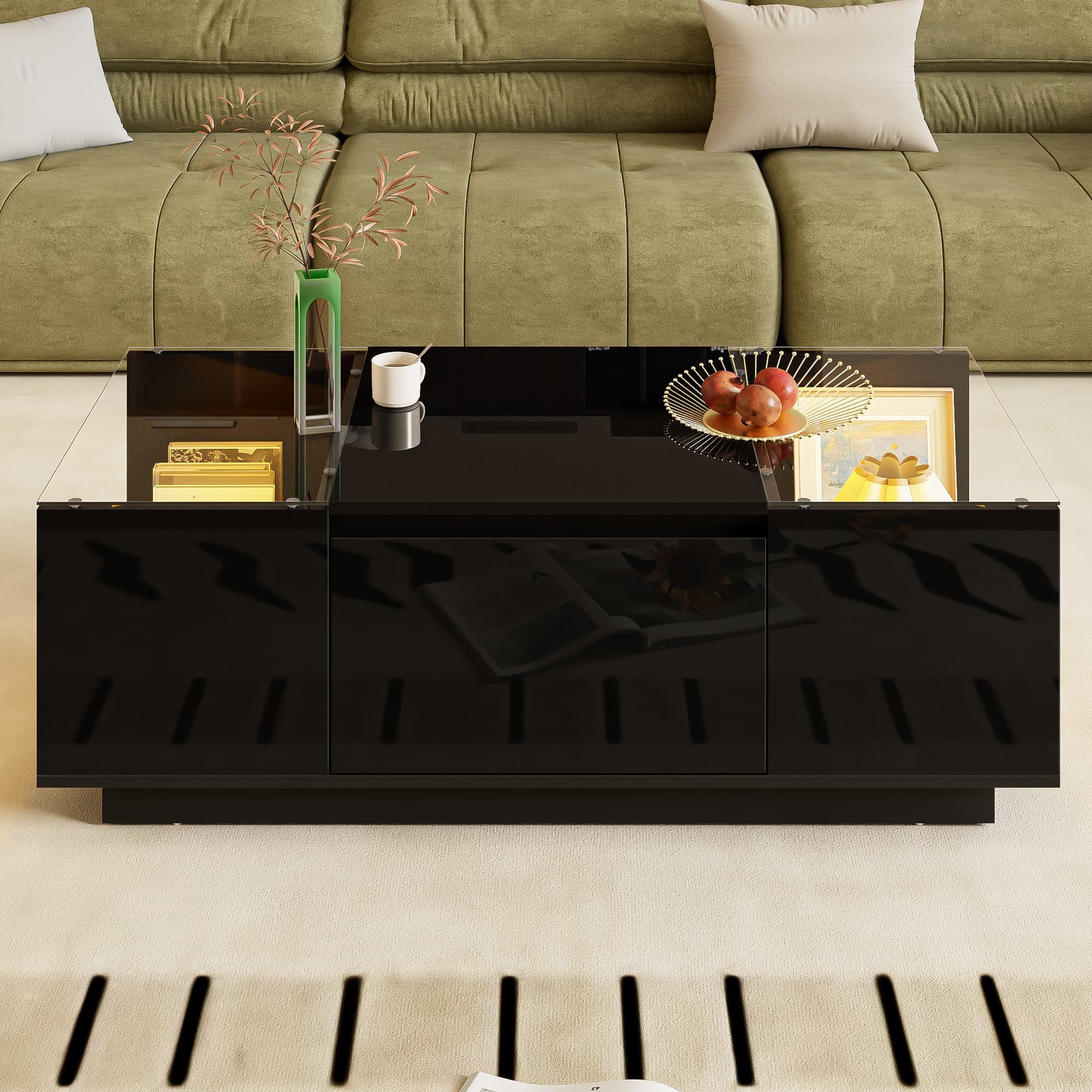 ANYSUN Couchtisch Sofatisch Beistelltisch mit LED-Beleuchtung (Set, 1Tisch), Breite 105 cm