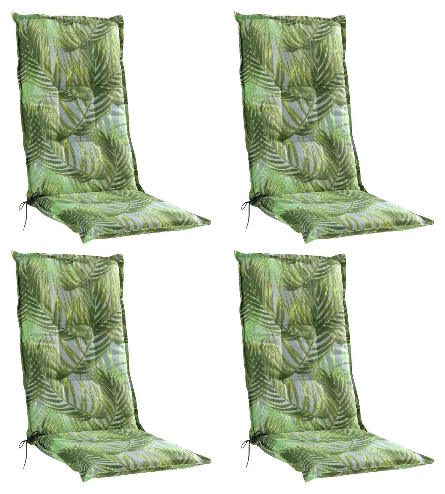 GO-DE Hochlehnerauflage LAKEVIEW, 50 x 120 cm, Grün, Baumwolle, Polyester, (4 St), Gartenstuhlauflage für Hochlehner
