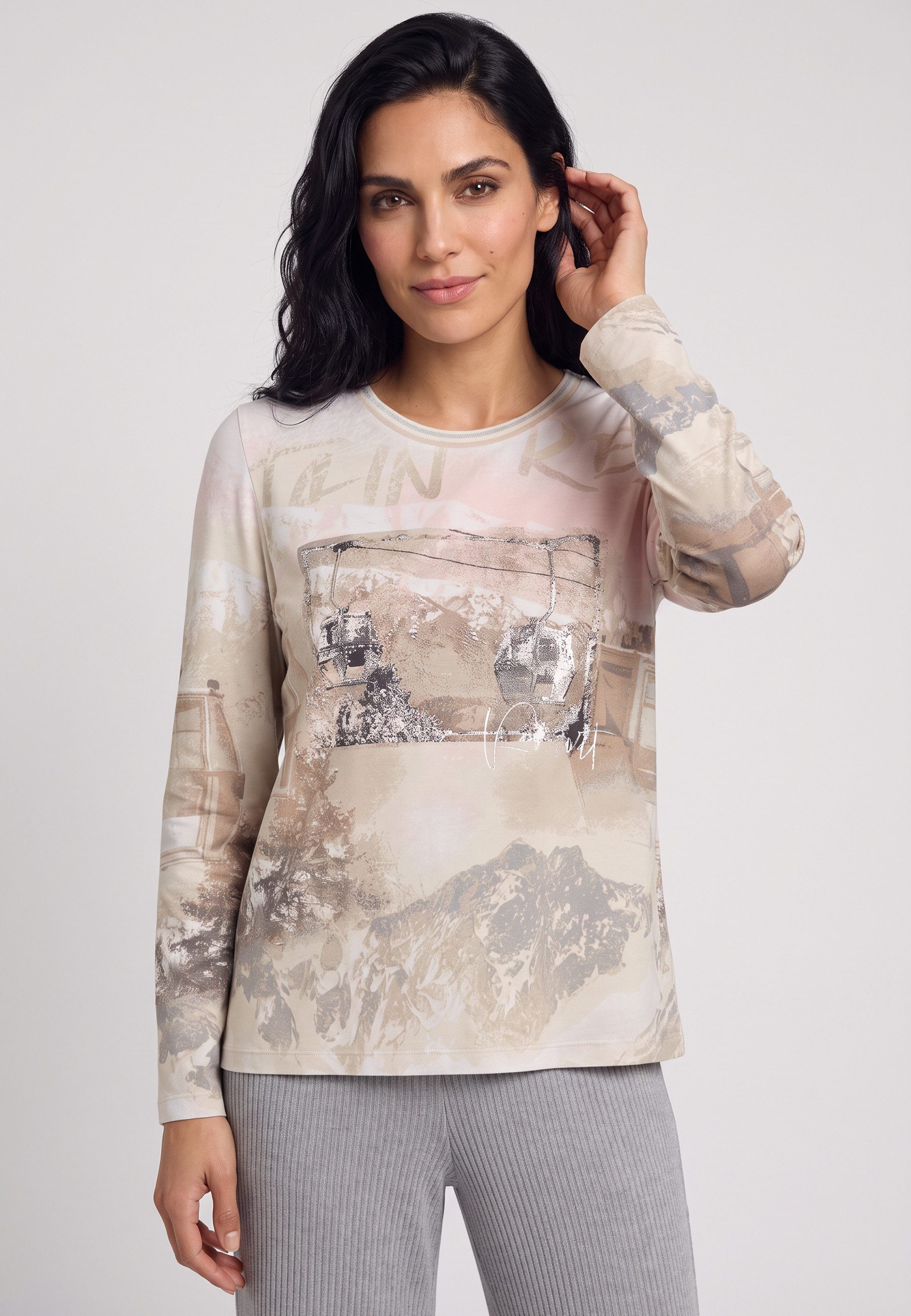 Olsen T-Shirt mit Panneaux-Dessin und dekorativen Details