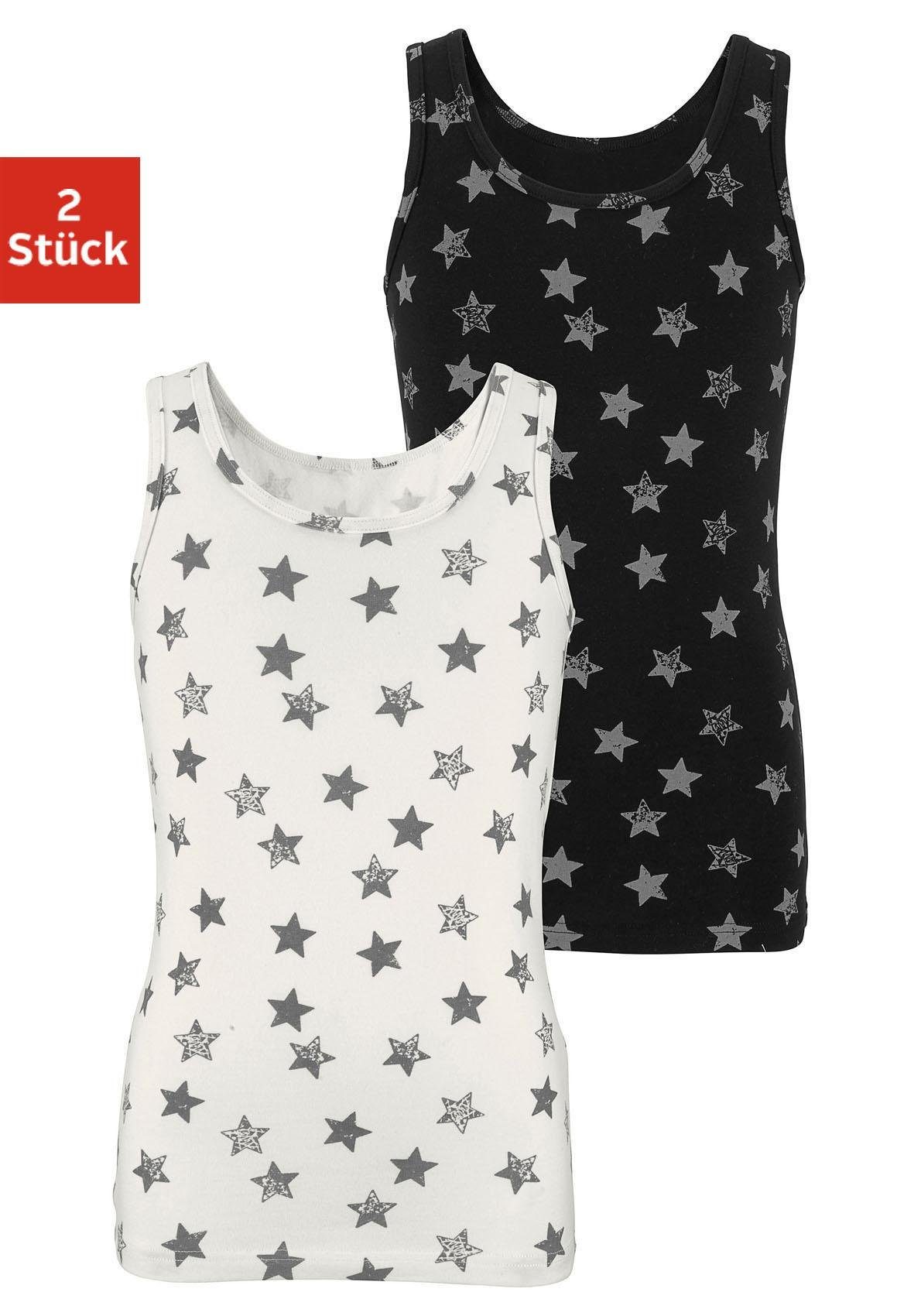 Vivance Unterhemd (Packung, 2-St) Tanktop, mit Sternendruck, tiefer Rundhals