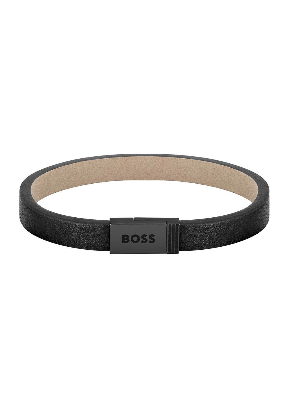 BOSS Armband Schmuck Edelstahl Armschmuck Lederarmband JACE, zu Hoodie, Shirt, Jeans, Sneaker, Underwear, HUGO, BOSS ORANGE! schwarz