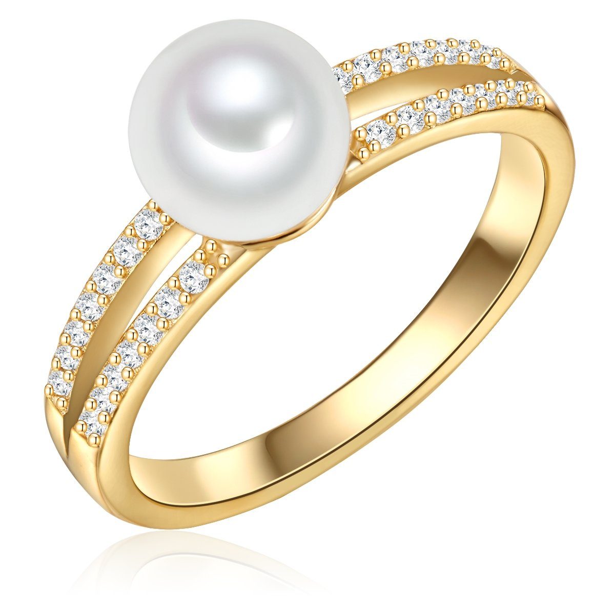 Valero Pearls Silberring gelbgold, aus Sterling Silber
