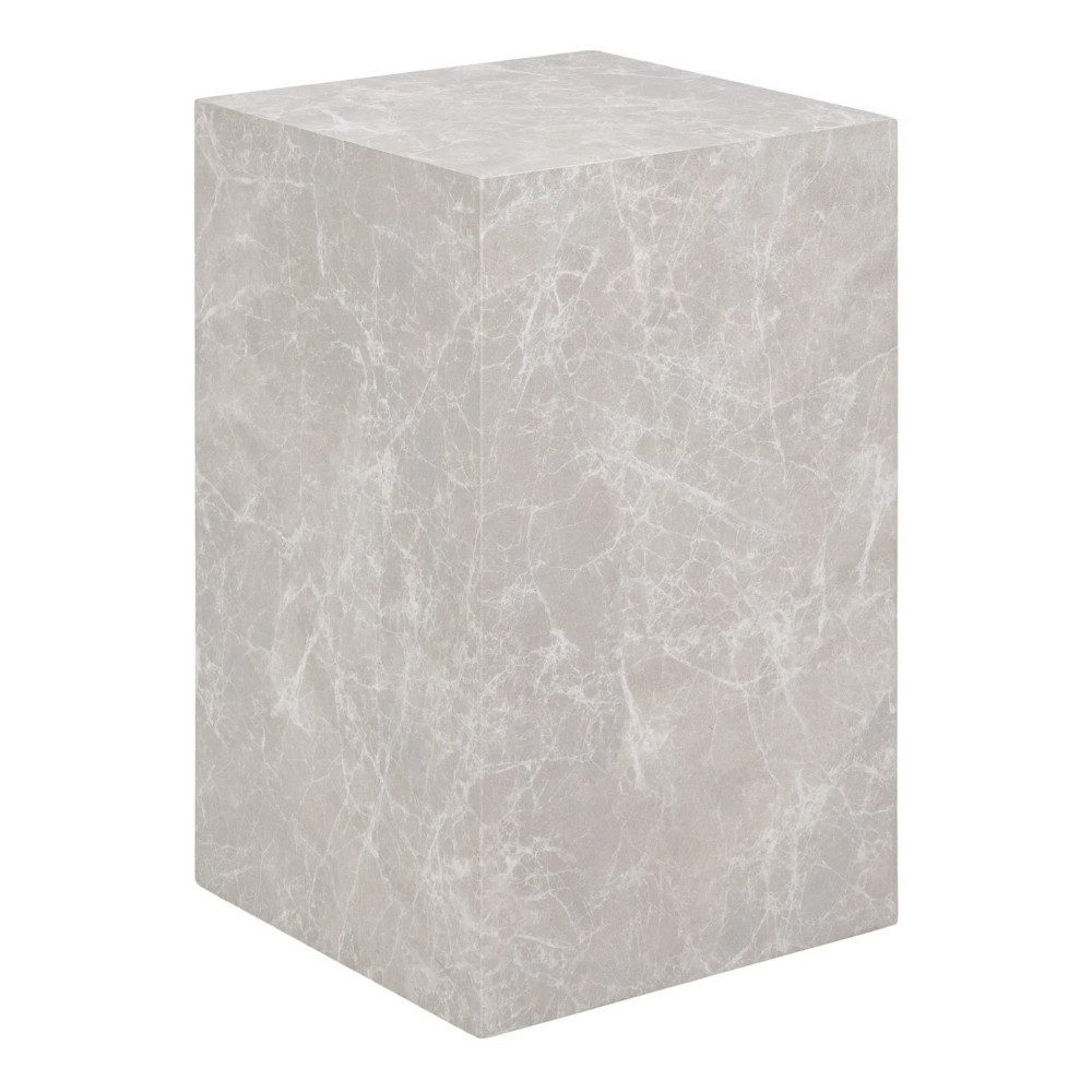 LebensWohnArt Beistelltisch Design Beistelltisch POSTATO 50cm Marmor-Look beige creme Pflanzsäule