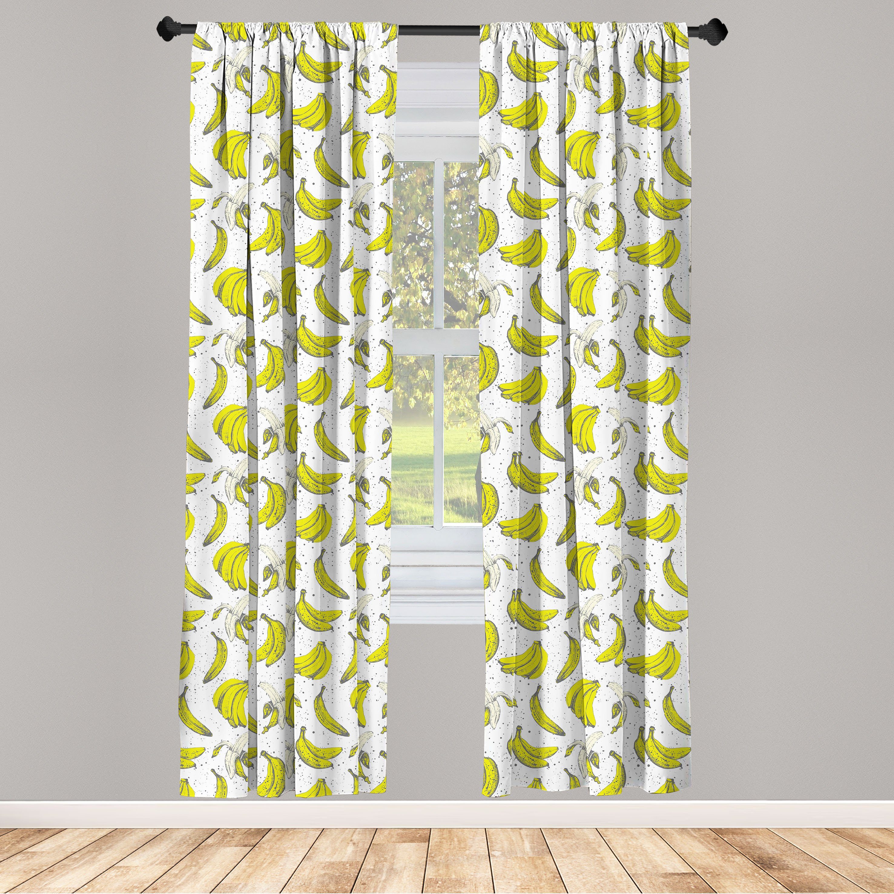 Gardine Vorhang für Wohnzimmer Schlafzimmer Banane Abakuhaus, Geschälte Frucht-Skizze Microfaser, Dekor, ganze