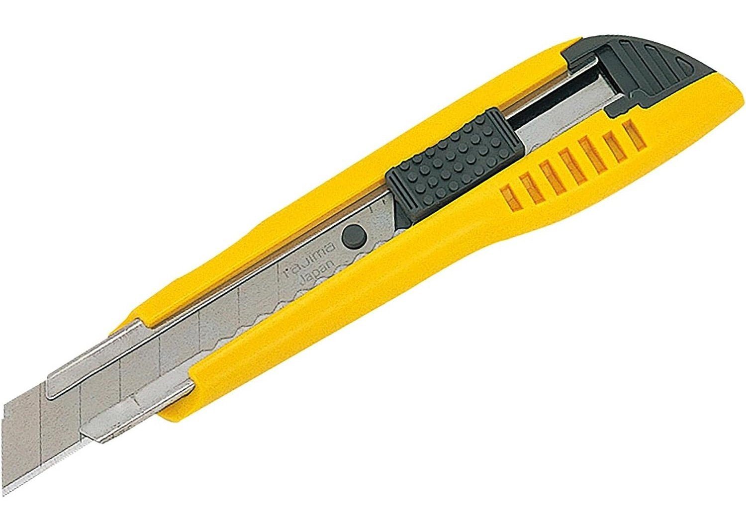 Tajima Teppichmesser Automatischer-Cutter 18 mm 3 Klingen ergonomischer Griff gelb