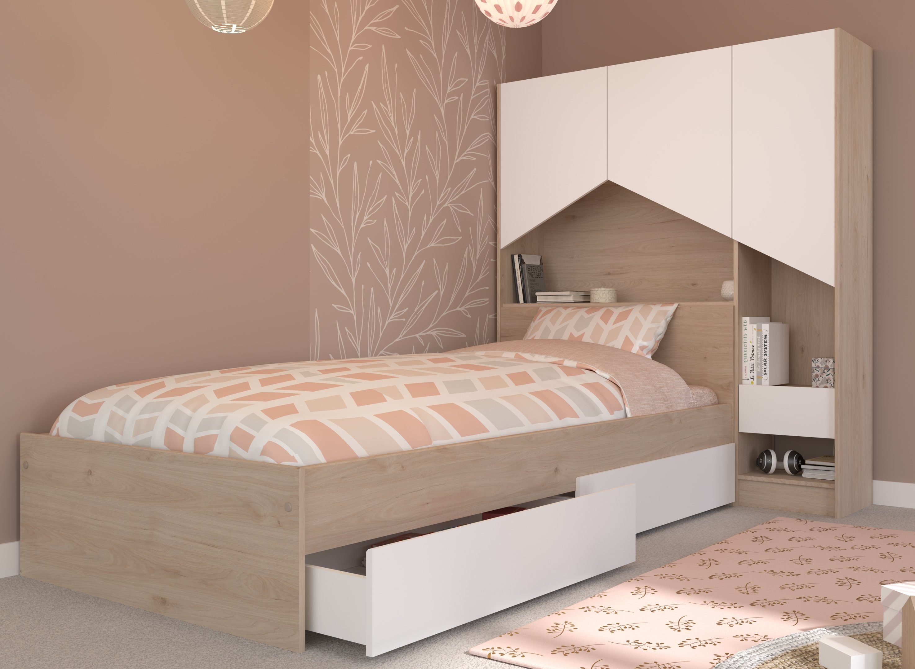 Parisot Jugendzimmer-Set Parisot Shelter 8 Jugendzimmer Schubkastenbett Stauraumbett 90x200