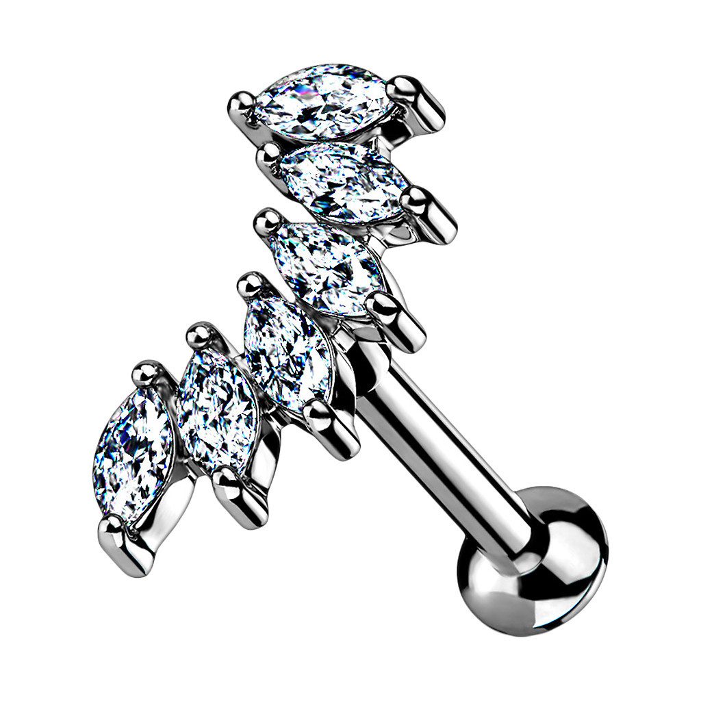 Taffstyle Piercing-Set Tragus Labret Piercing Stecker Kristall Marquise Sch günstig online kaufen