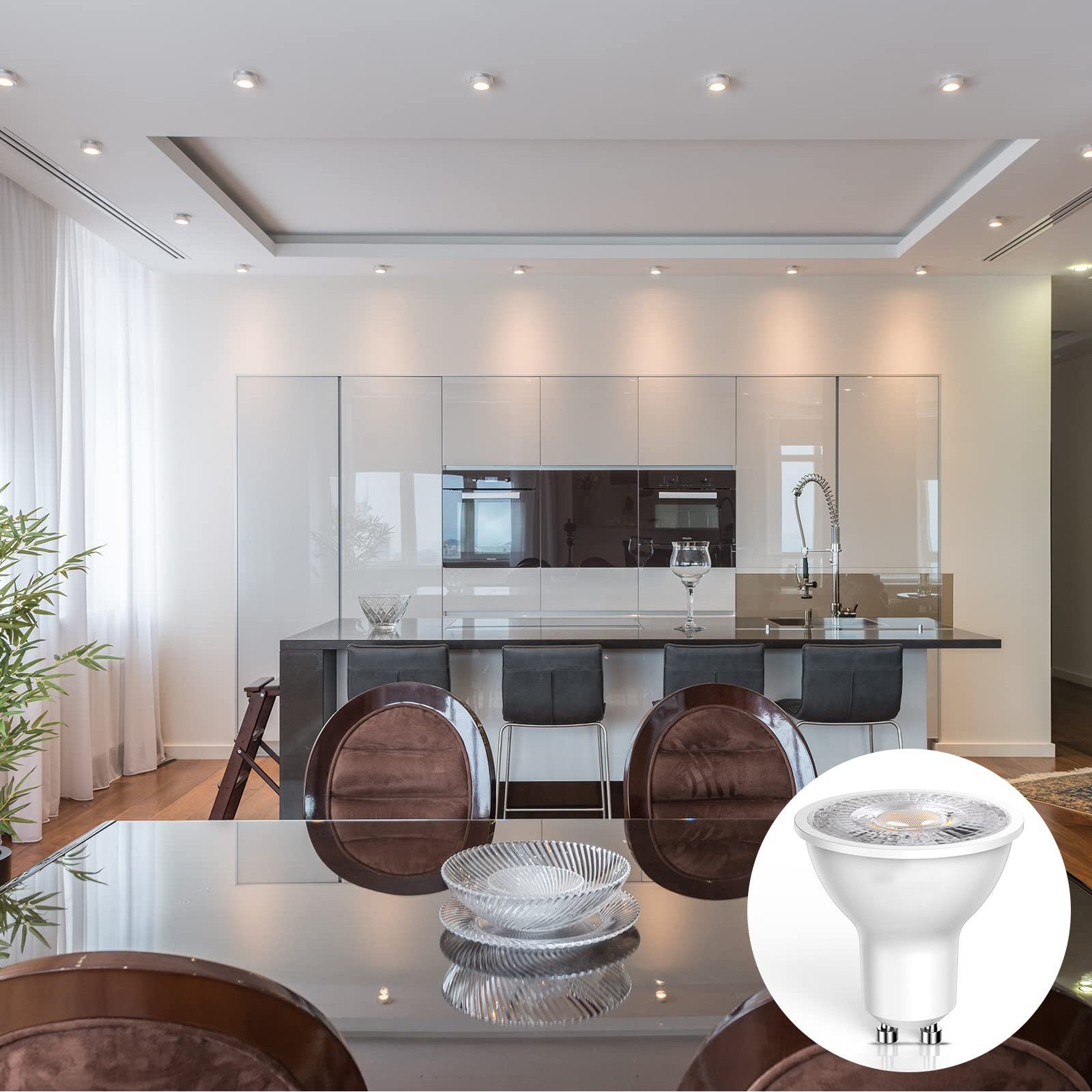 MUPOO LED-Leuchtmittel GU10 Birne Lampe Weiß,LED-Leuchtmittel, 270°Spot Energiesparlampe Reflektor Lumen 6500K 7W,10St.LED LED-Glühbirne