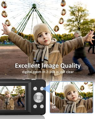 HYTIREBY Digitalkamera 1080P FHD Fotokamera 44MP Fotoapparat 16X Digitalzoom Kompaktkamera (44 MP, für Kinder Teenager Senioren Anfänger)
