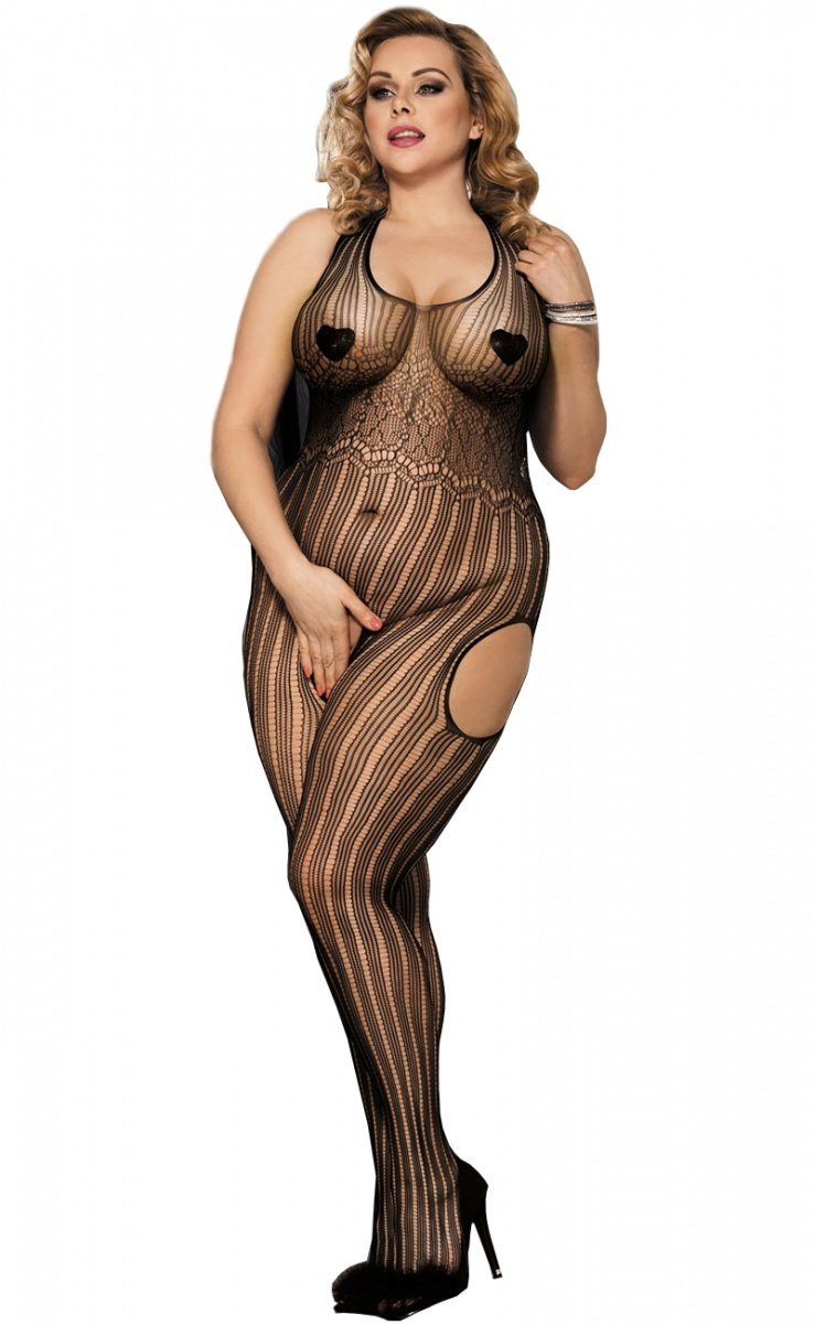 Bodystocking Overall Catsuit Schwarz Bodystocking Dessous Fischnetz Offen Nylon