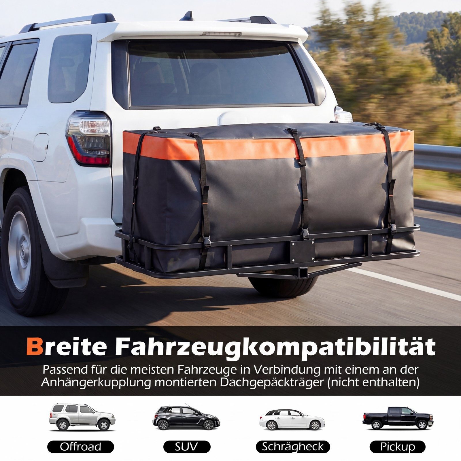 COSTWAY Dachbox, Heckbox fur auto, 455 L Auto Hintere Gepäcktasche