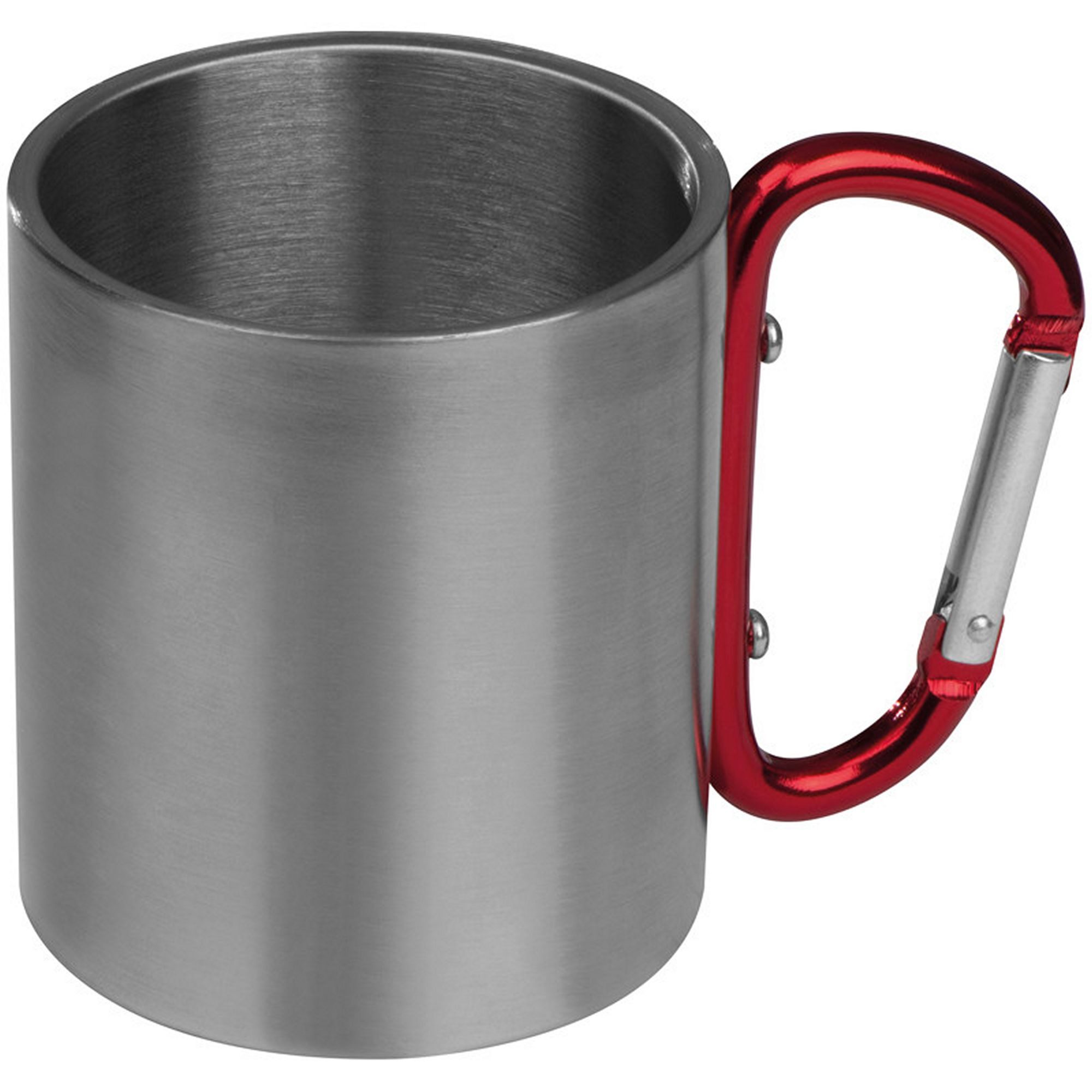 Macma Tasse Doppelwandige Tasse aus Edelstahl mit Karabinerhaken / Farbe: silber-r