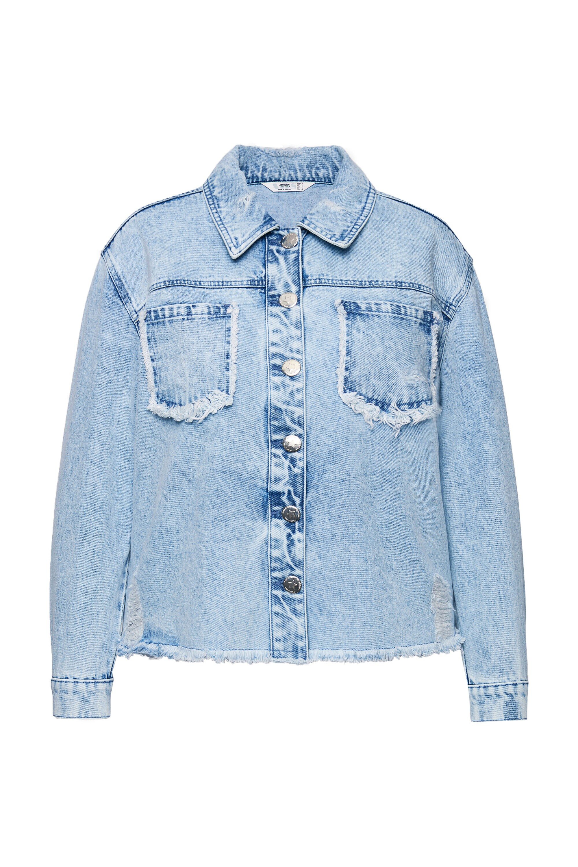 Angel of Style Sommerjacke Jeansjacke oversized destroyed Rückendruck günstig online kaufen