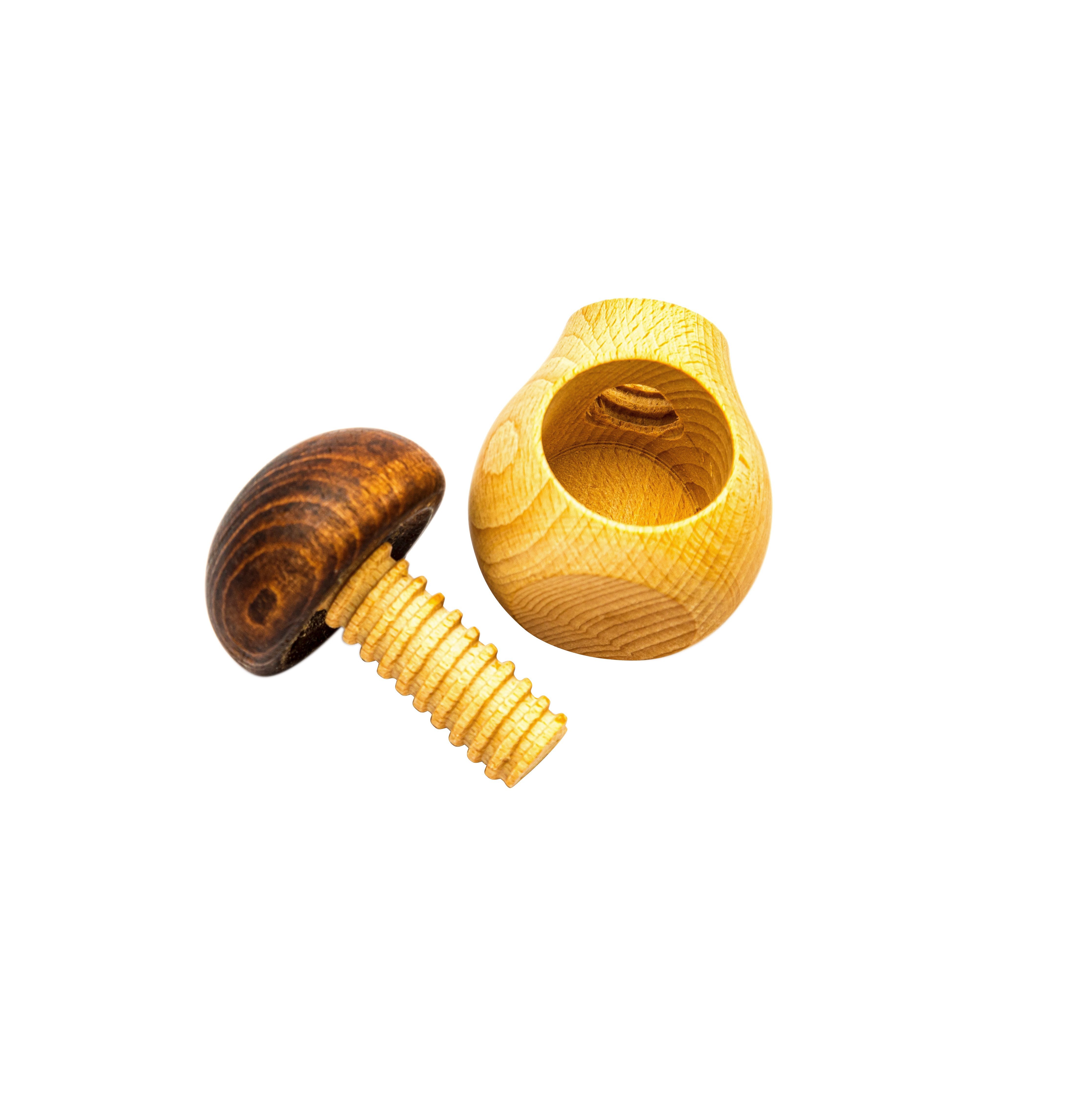 Neustanlo Nussknacker Nussknacker Pilz aus Buchenholz, 5er Set mit Schraubgewinde, Holzwaren, natürliche Optik
