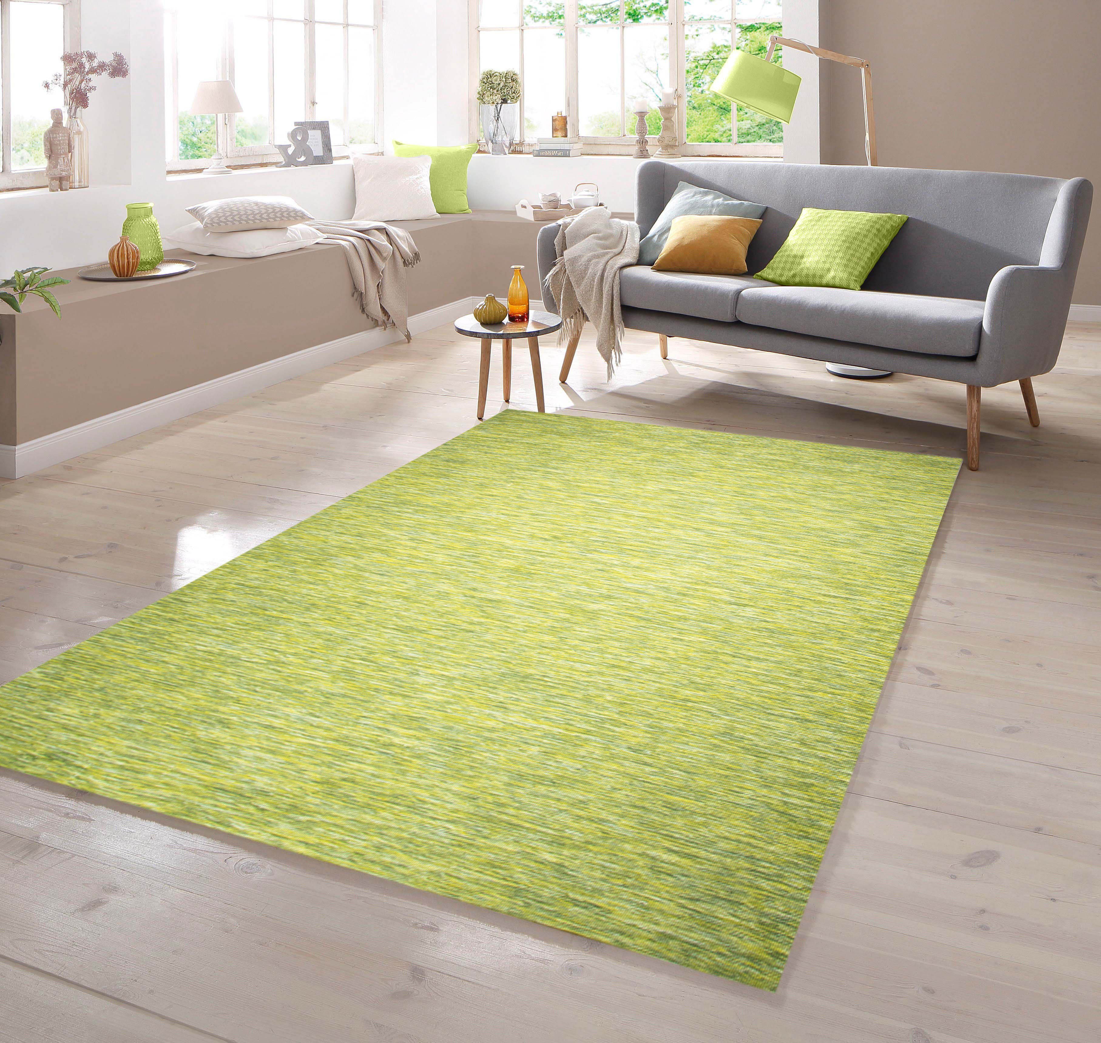 Teppich Teppich beidseitig nutzbar Farbe Grün, TeppichHome24, rechteckig, Höhe: 5 mm