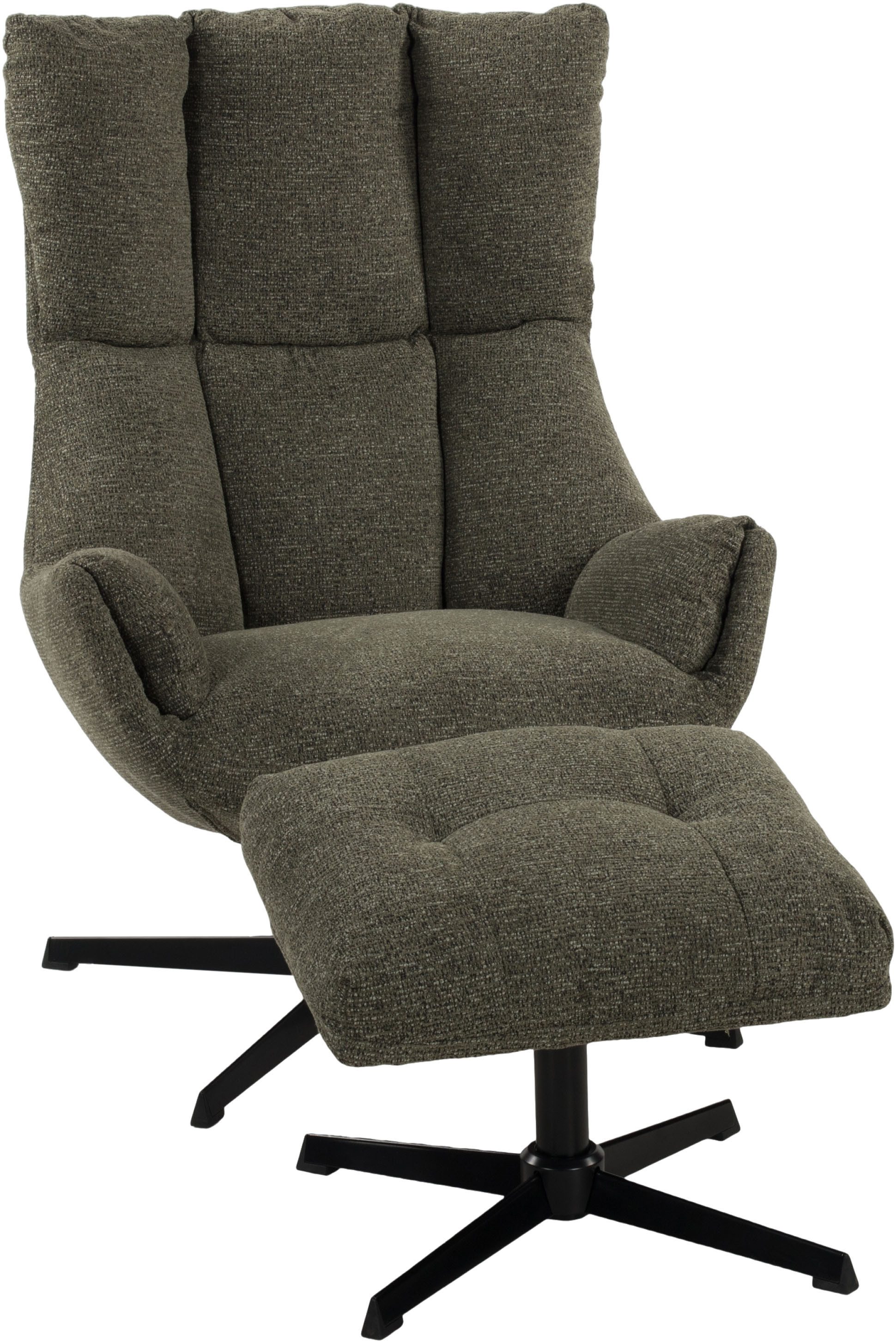 Duo Collection Relaxsessel Pruna, 360° drehbar mit Rückholfunktion, Wippmechanik, inkl. Hocker
