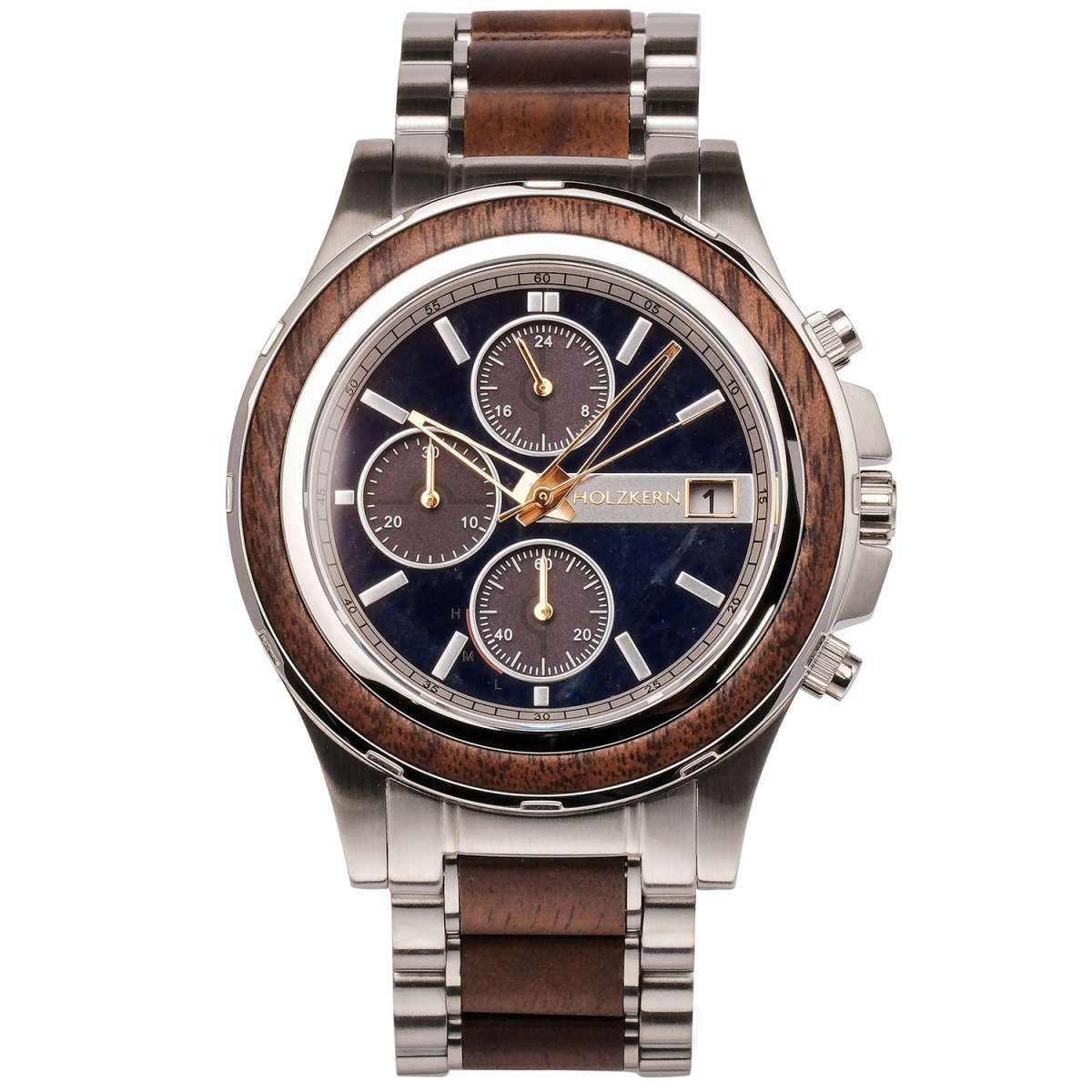 Holzkern Chronograph 9010631007140, für Herren Solar Koh Mak Walnuss/Marmor