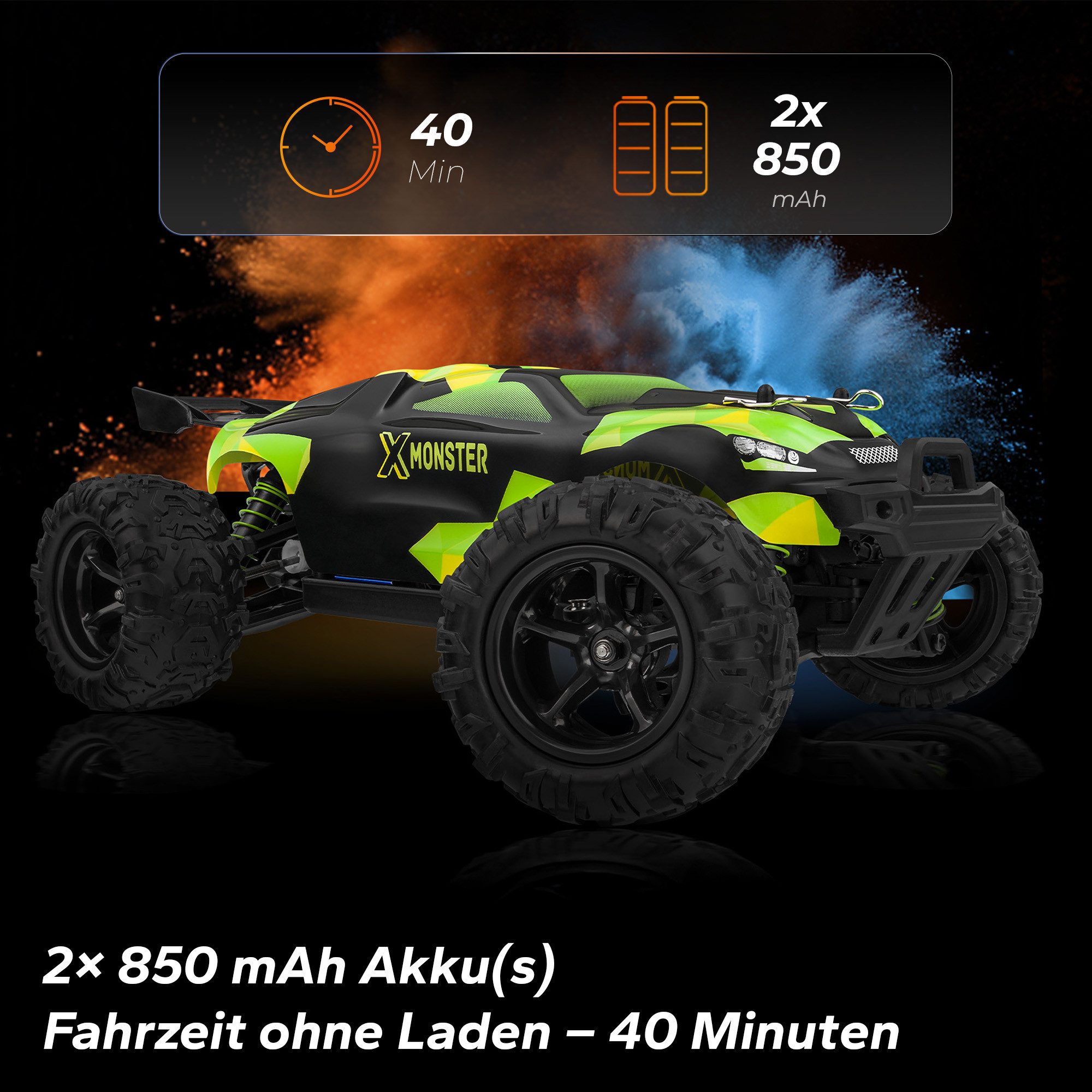 Overmax RC-Auto X-MONSTER 3.0 (Set, Komplettes Set mit Werkzeugen und Ersatzteilen), TÜV /2 Batterien/100m/30kmh/40min