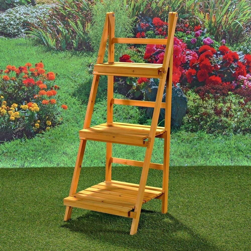Melko Подставка для цветов Pflanzentreppe Blumenregal 3 Etagen Holz Braun Pflanzampel Pflanzbank (Stück), BxTxH: 43 x 44 x 109 cm