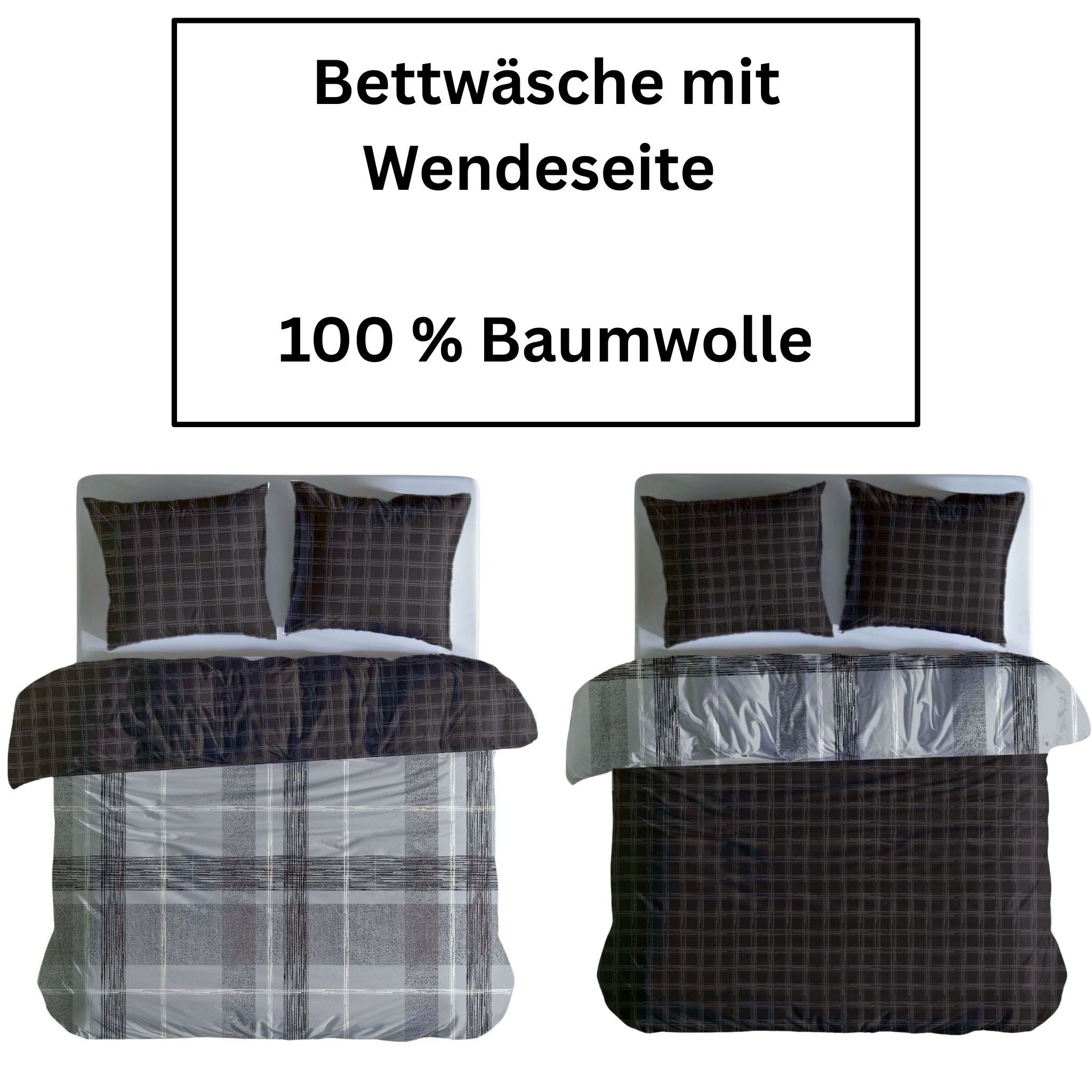 Leonado Vicenti Bettwäsche Baumwolle pflegeleichter weicher fein gewebter Stoff, Renforce, 3 teilig, Wendebettwäsche, 100% Baumwolle, hautfreundlich, atmungsaktiv